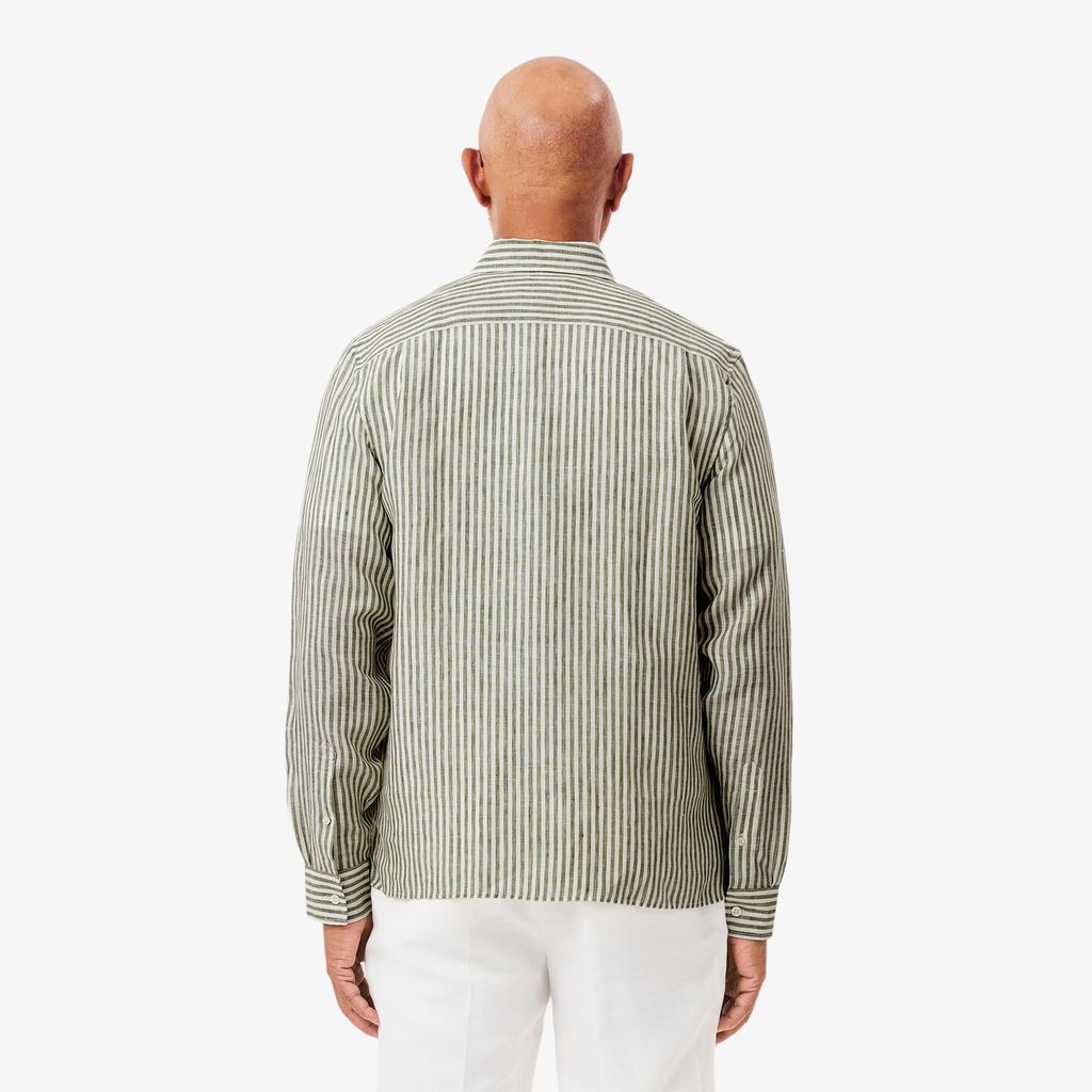 Áo Sơ Mi Lacoste Nam Dáng Suông Chất Liệu Linen Hoạ Tiết Sọc