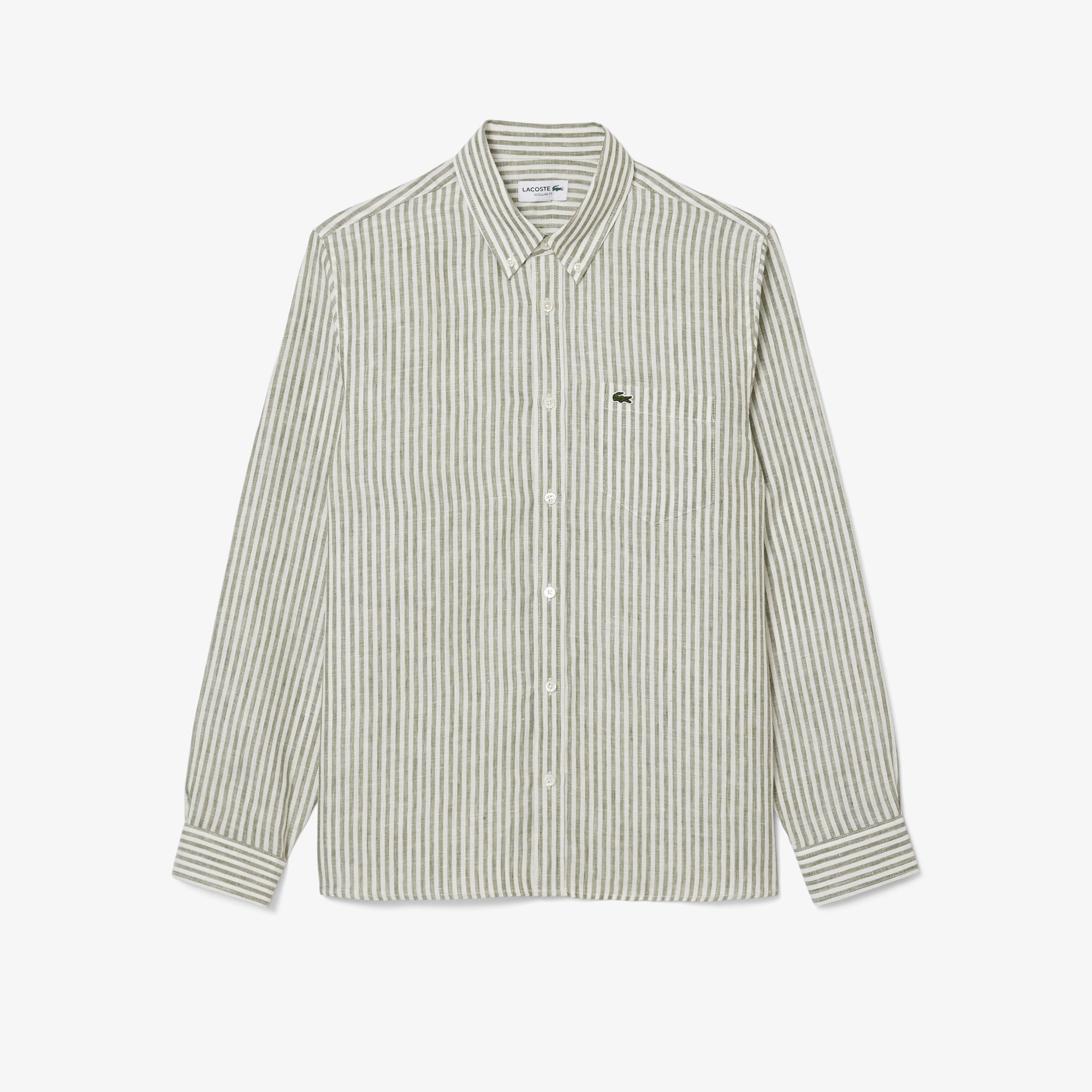Áo Sơ Mi Lacoste Nam Dáng Suông Chất Liệu Linen Hoạ Tiết Sọc