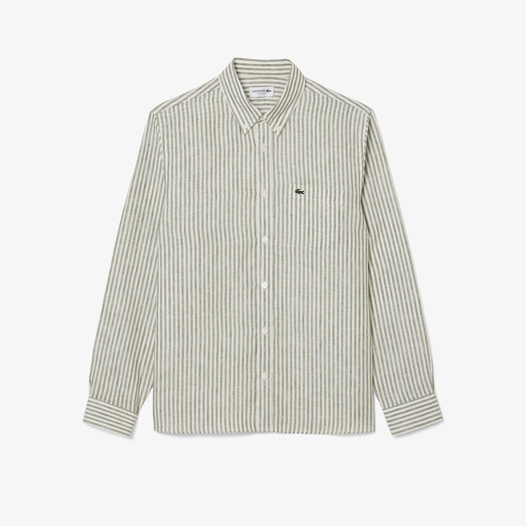 Áo Sơ Mi Lacoste Nam Dáng Suông Chất Liệu Linen Hoạ Tiết Sọc