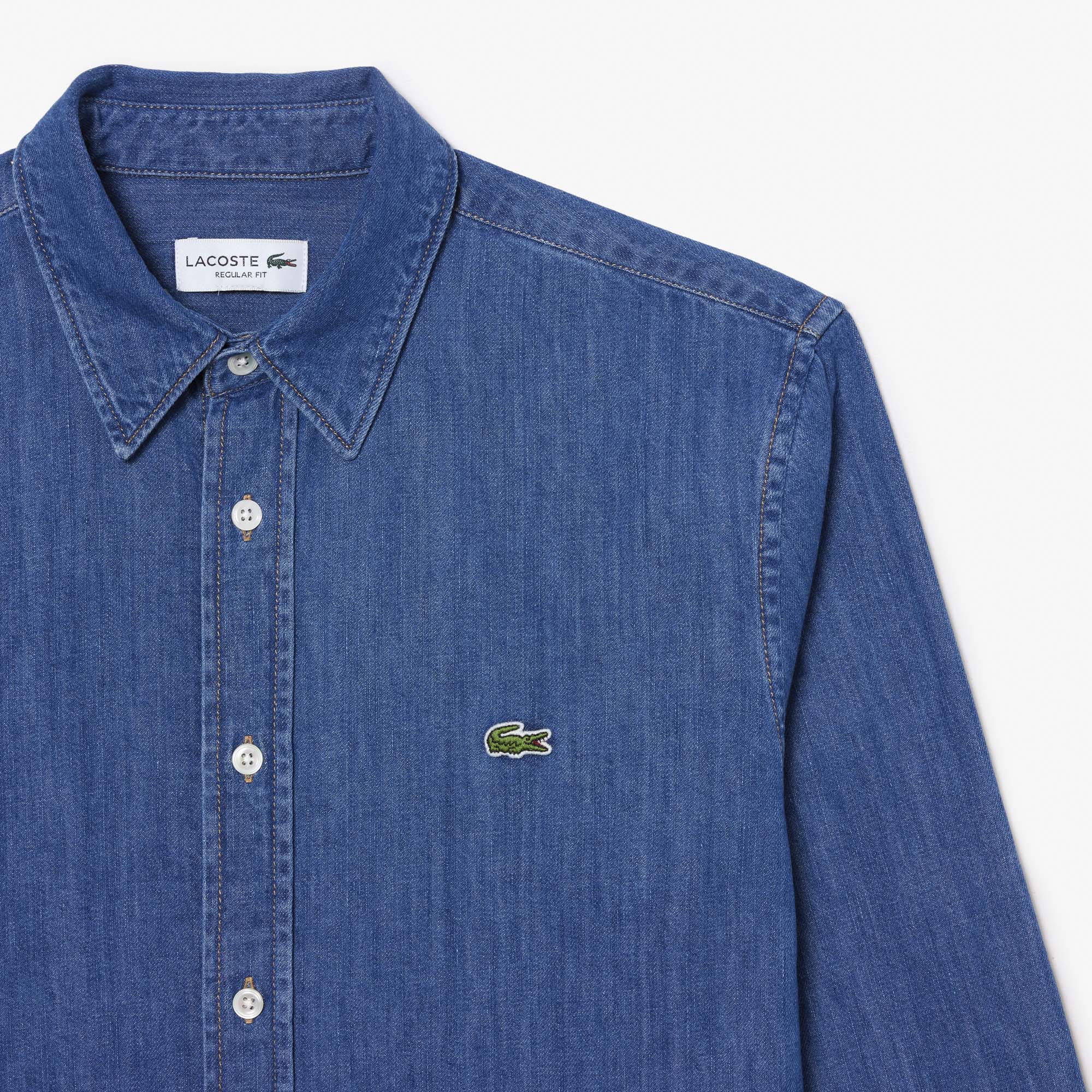 Áo Sơ Mi Lacoste Nam Dáng Suông Chất Liệu Denim