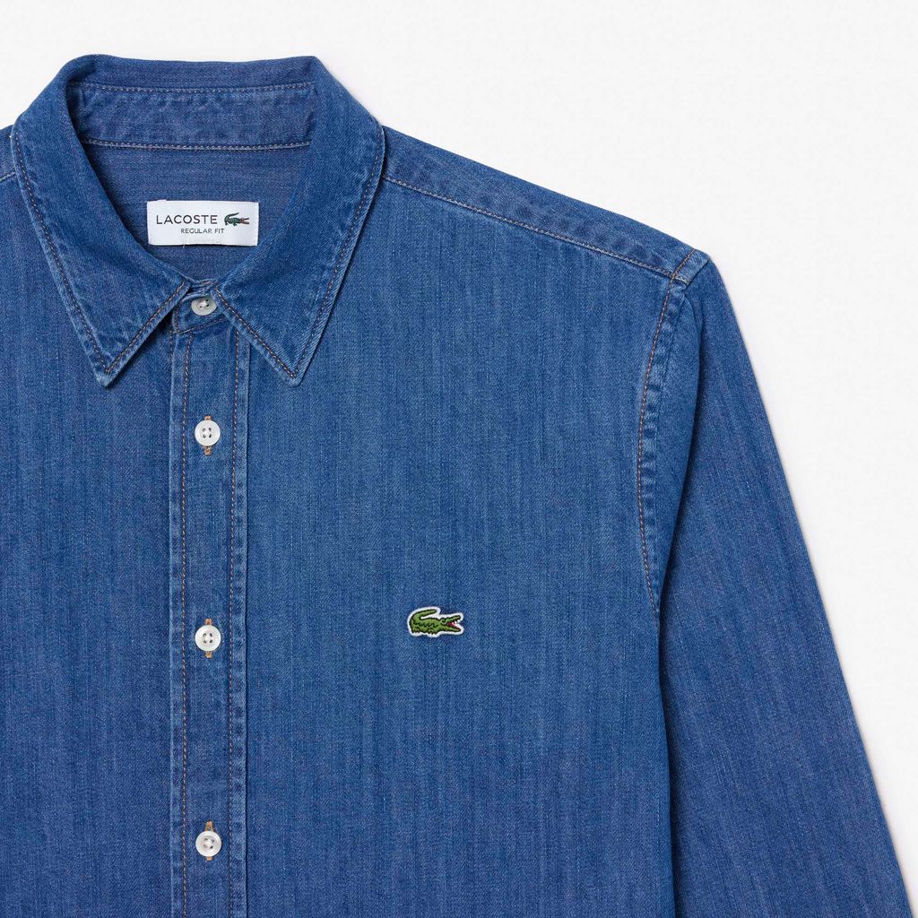 Áo Sơ Mi Lacoste Nam Dáng Suông Chất Liệu Denim