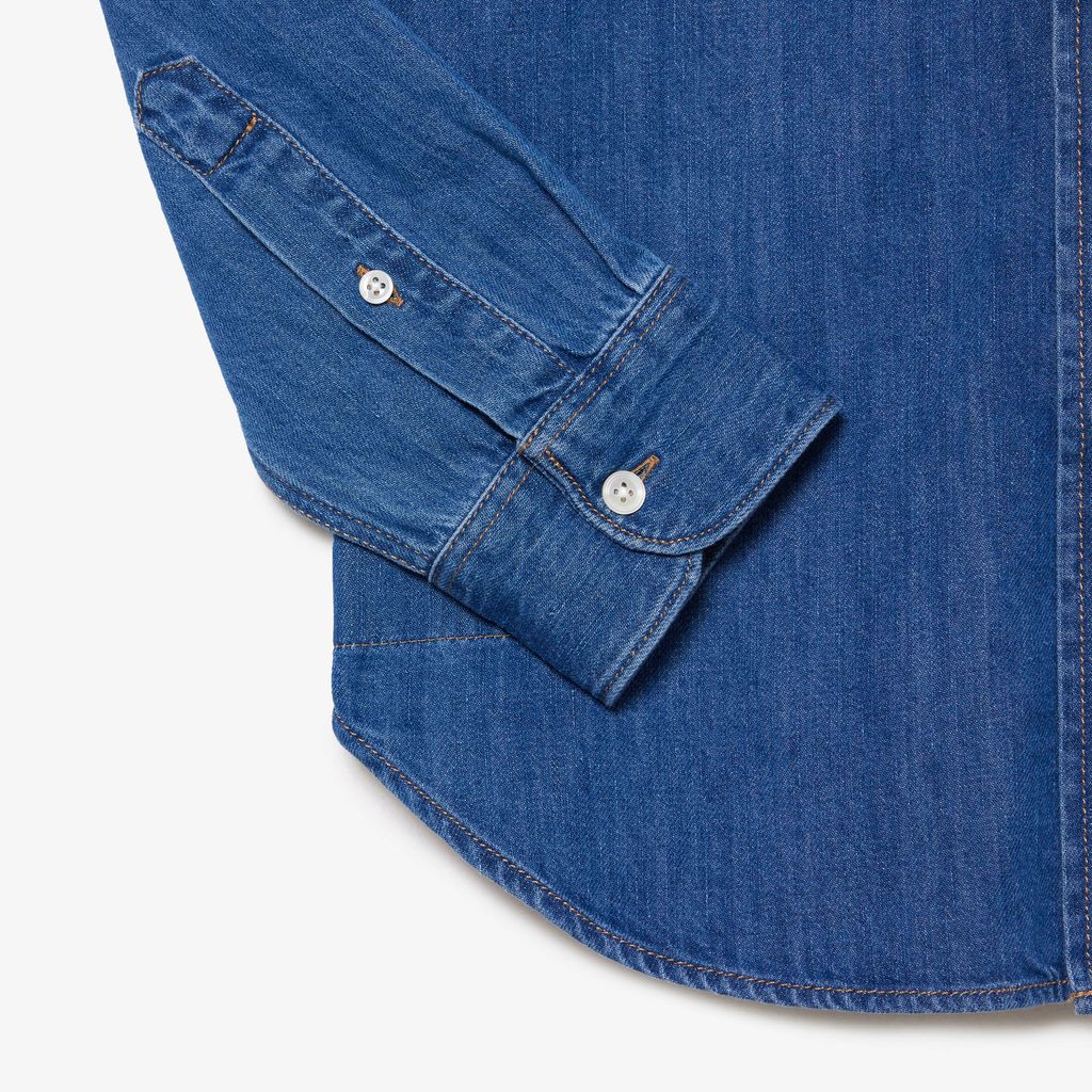 Áo Sơ Mi Lacoste Nam Dáng Suông Chất Liệu Denim