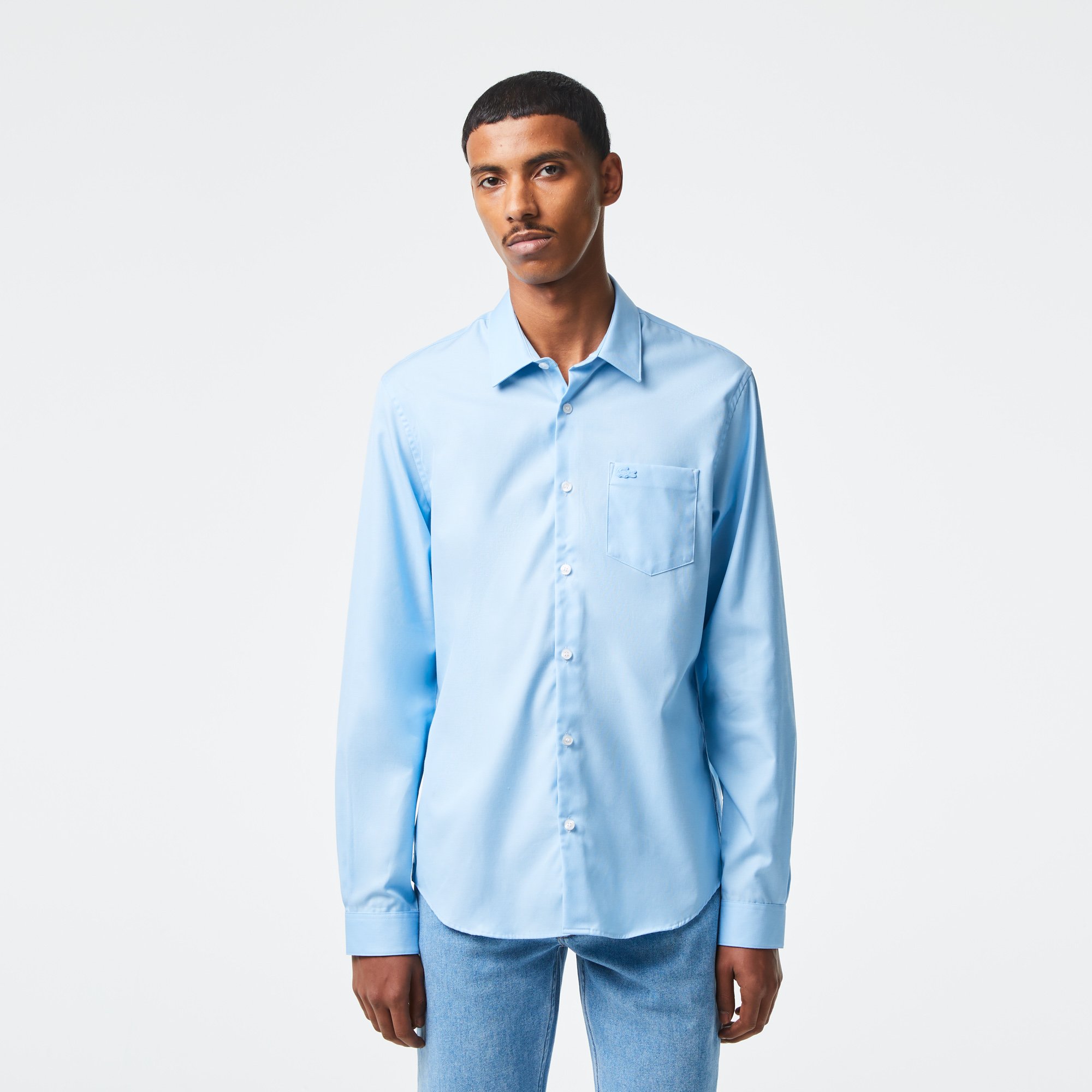Áo Sơ Mi Lacoste Nam Dáng Suông Chất Liệu Poplin