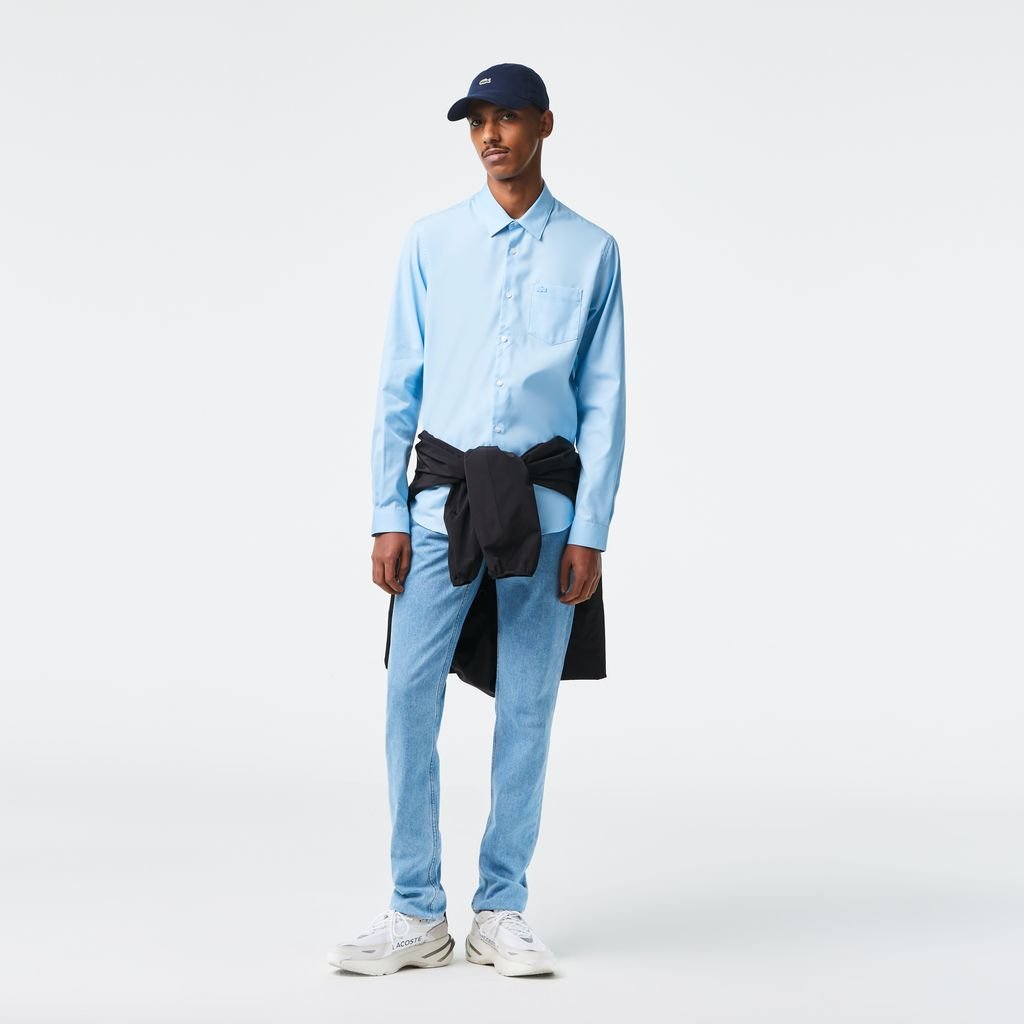 Áo Sơ Mi Lacoste Nam Dáng Suông Chất Liệu Poplin