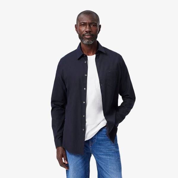 Áo Sơ Mi Lacoste Nam Dáng Suông Chất Liệu Poplin