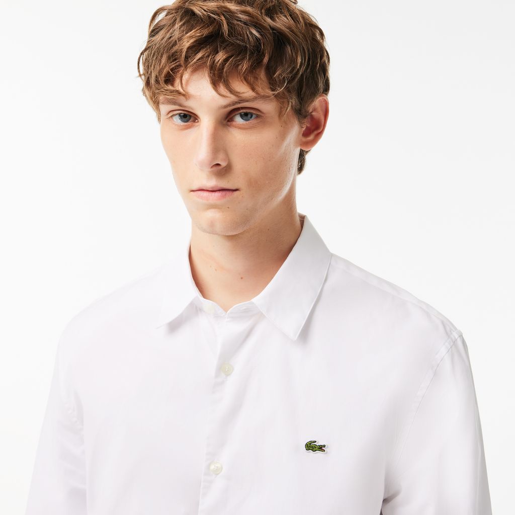 Áo Sơ Mi Lacoste Nam Dáng Ôm Chất Liệu Poplin Co Giãn
