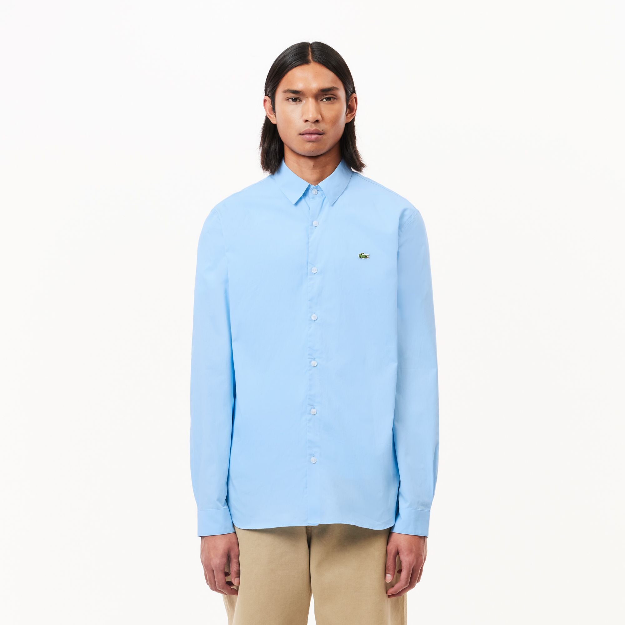 Áo Sơ Mi Lacoste Nam Dáng Ôm Chất Liệu Poplin Co Giãn