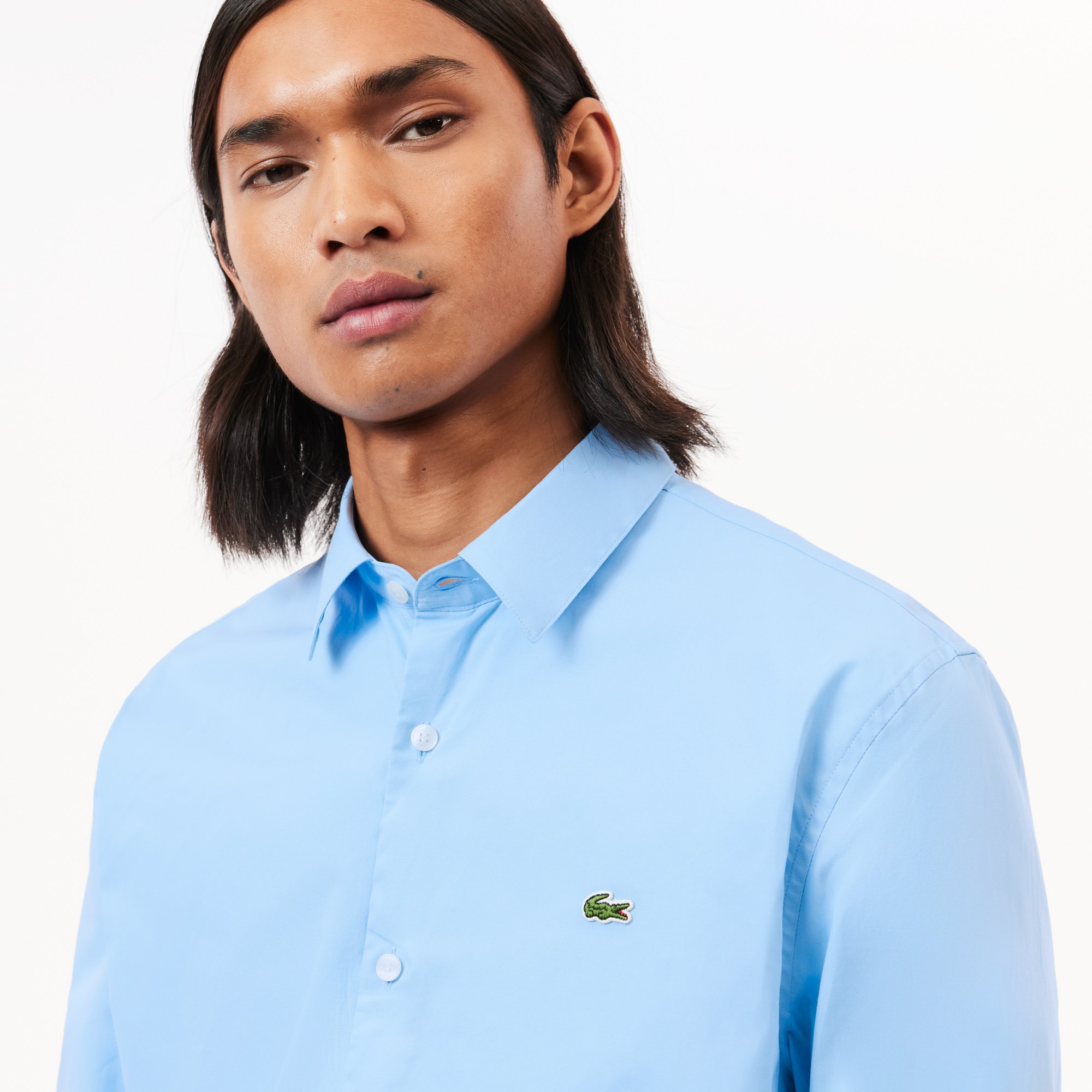 Áo Sơ Mi Lacoste Nam Dáng Ôm Chất Liệu Poplin Co Giãn