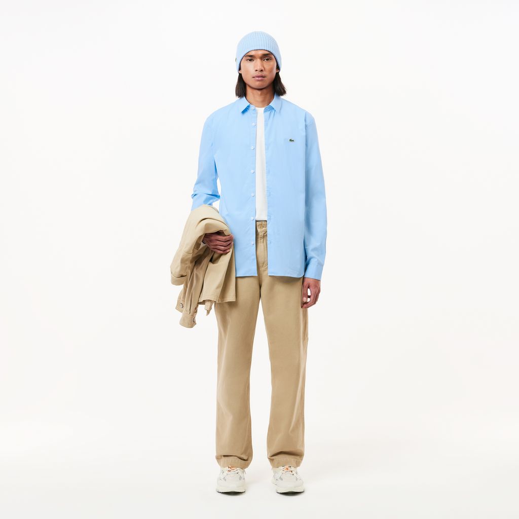 Áo Sơ Mi Lacoste Nam Dáng Ôm Chất Liệu Poplin Co Giãn