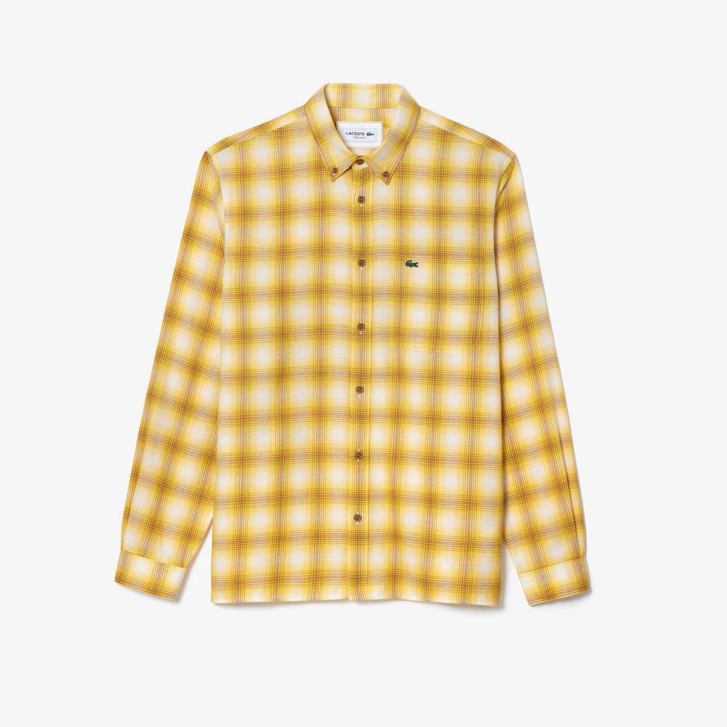 Áo Sơ Mi Lacoste Nam Chất Liệu Cotton Pha Len Họa Tiết Kẻ Caro