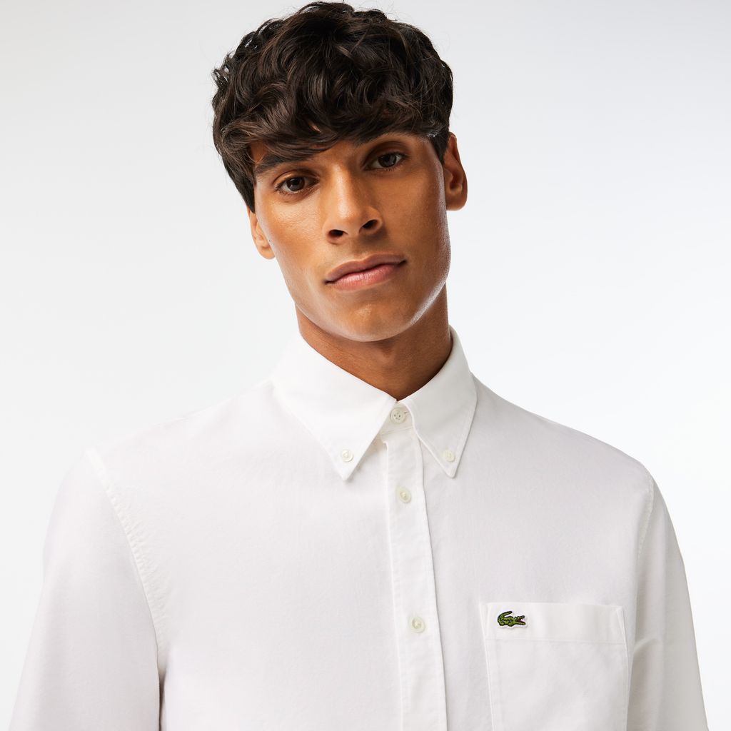 Áo Sơ Mi Lacoste Nam Dáng Suông Tay Dài Chất Liệu Oxford