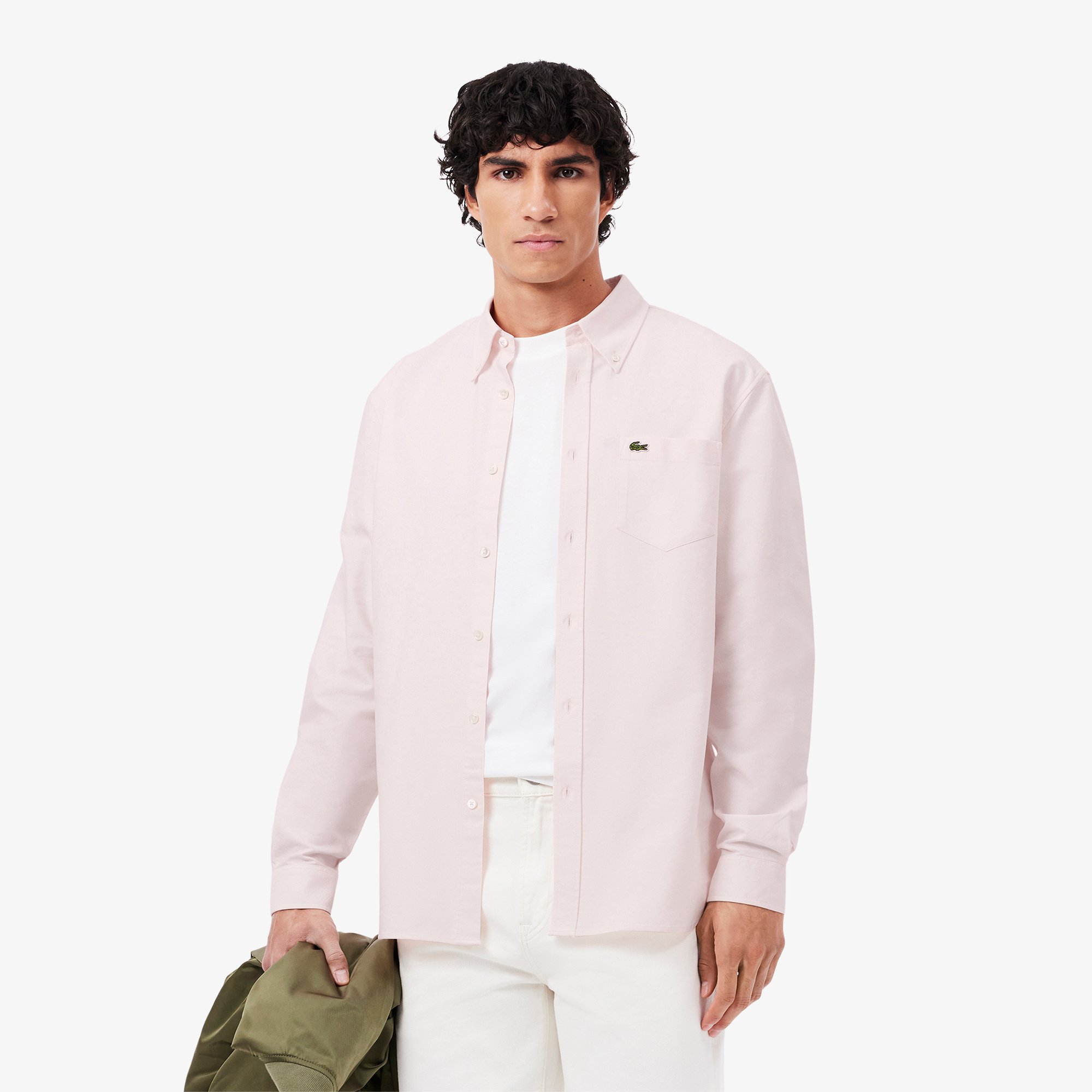 Áo Sơ Mi Lacoste Nam Dáng Suông Tay Dài Chất Liệu Oxford