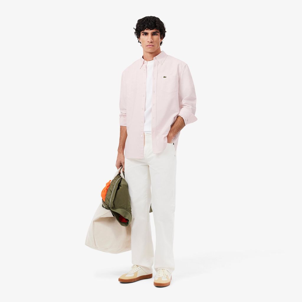 Áo Sơ Mi Lacoste Nam Dáng Suông Tay Dài Chất Liệu Oxford