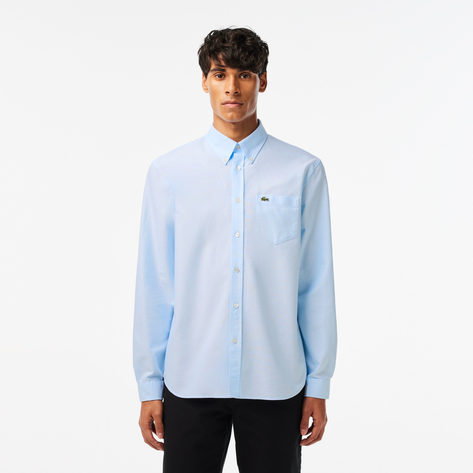 Áo Sơ Mi Lacoste Nam Dáng Suông Tay Dài Chất Liệu Oxford