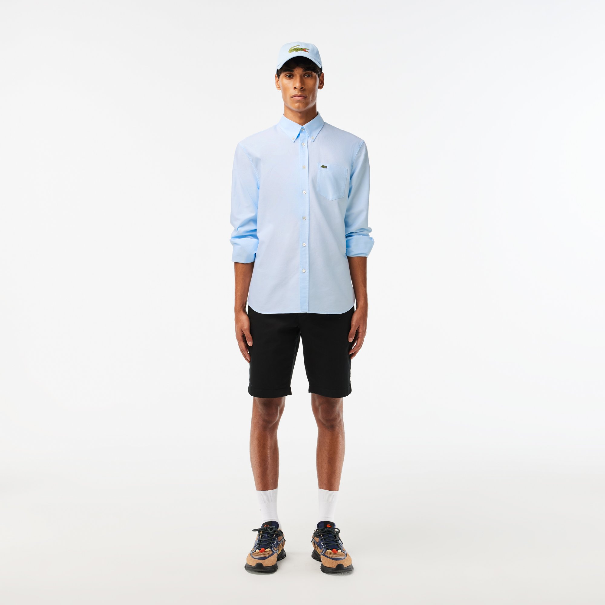 Áo Sơ Mi Lacoste Nam Dáng Suông Tay Dài Chất Liệu Oxford