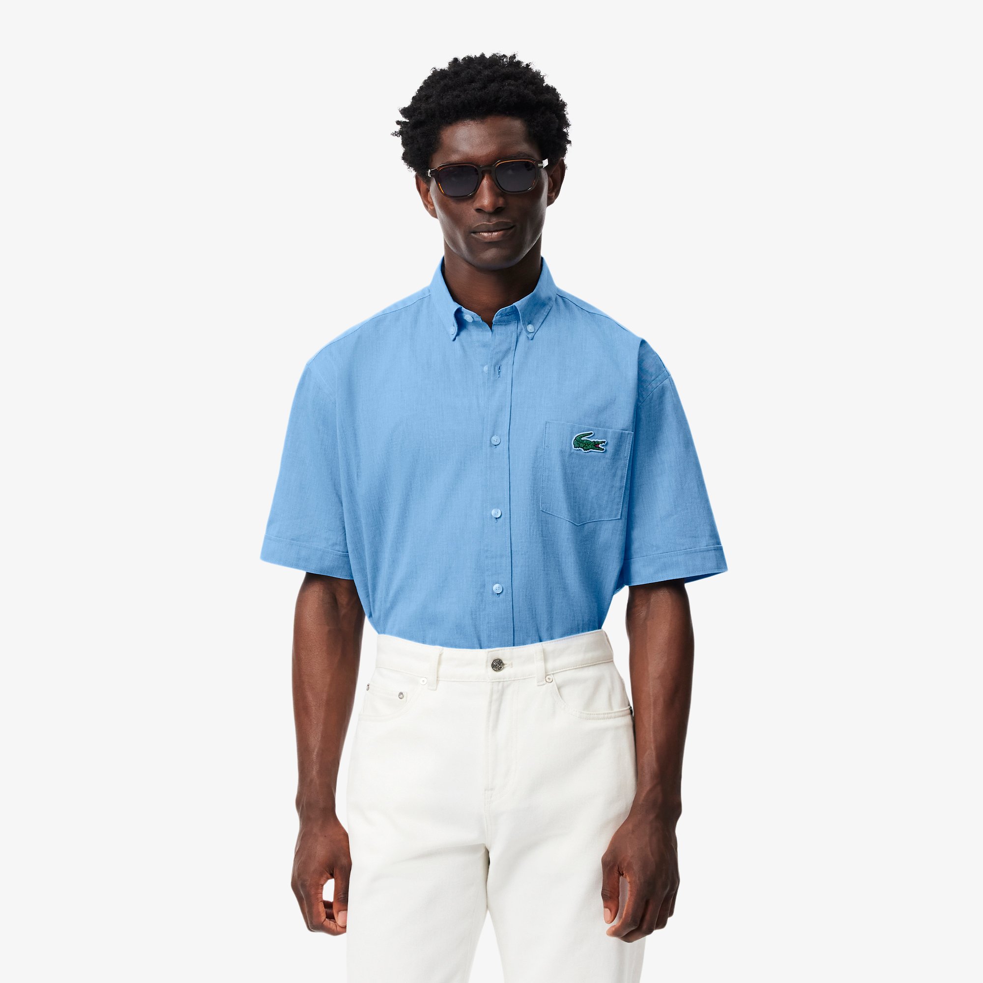 Áo Sơ Mi Lacoste Nam Oxford Họa Tiết In