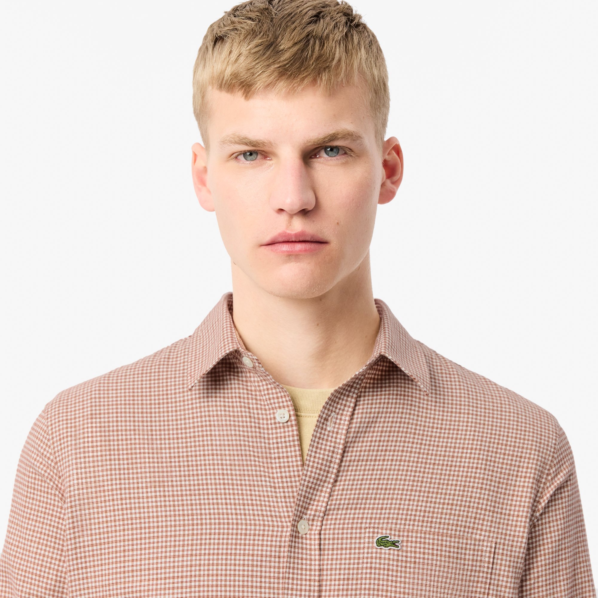 Áo Sơ Mi Lacoste Nam Dáng Suông Kẻ Caro Túi Trước Ngực