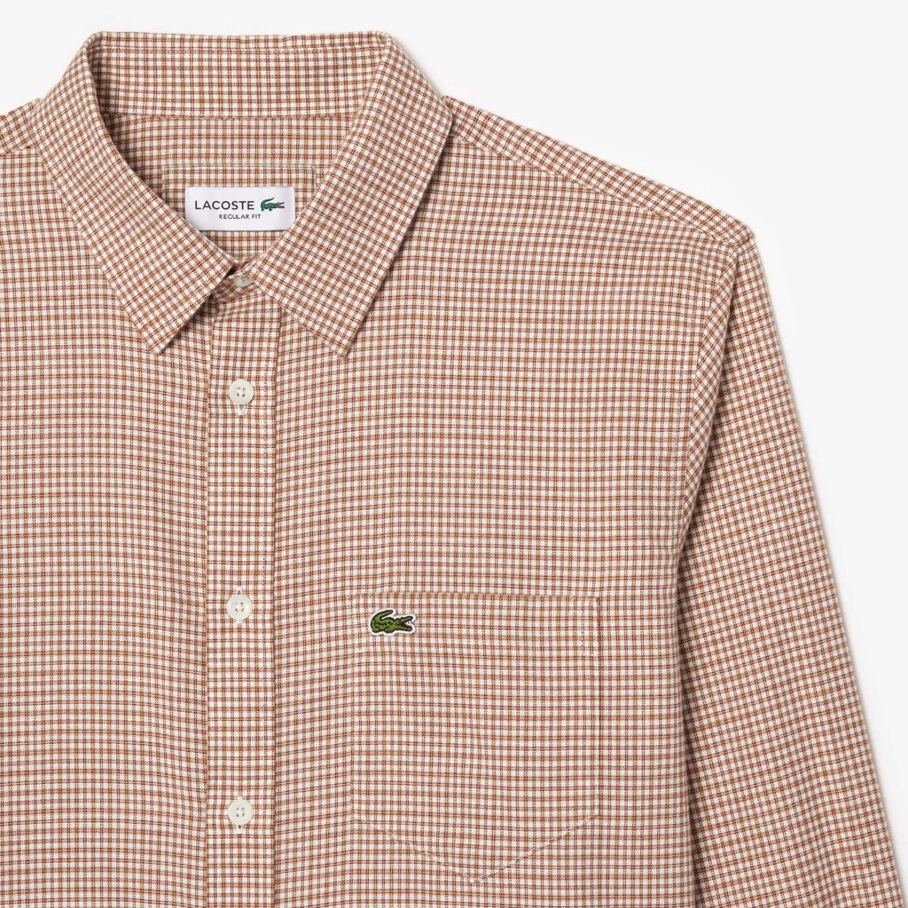 Áo Sơ Mi Lacoste Nam Dáng Suông Kẻ Caro Túi Trước Ngực
