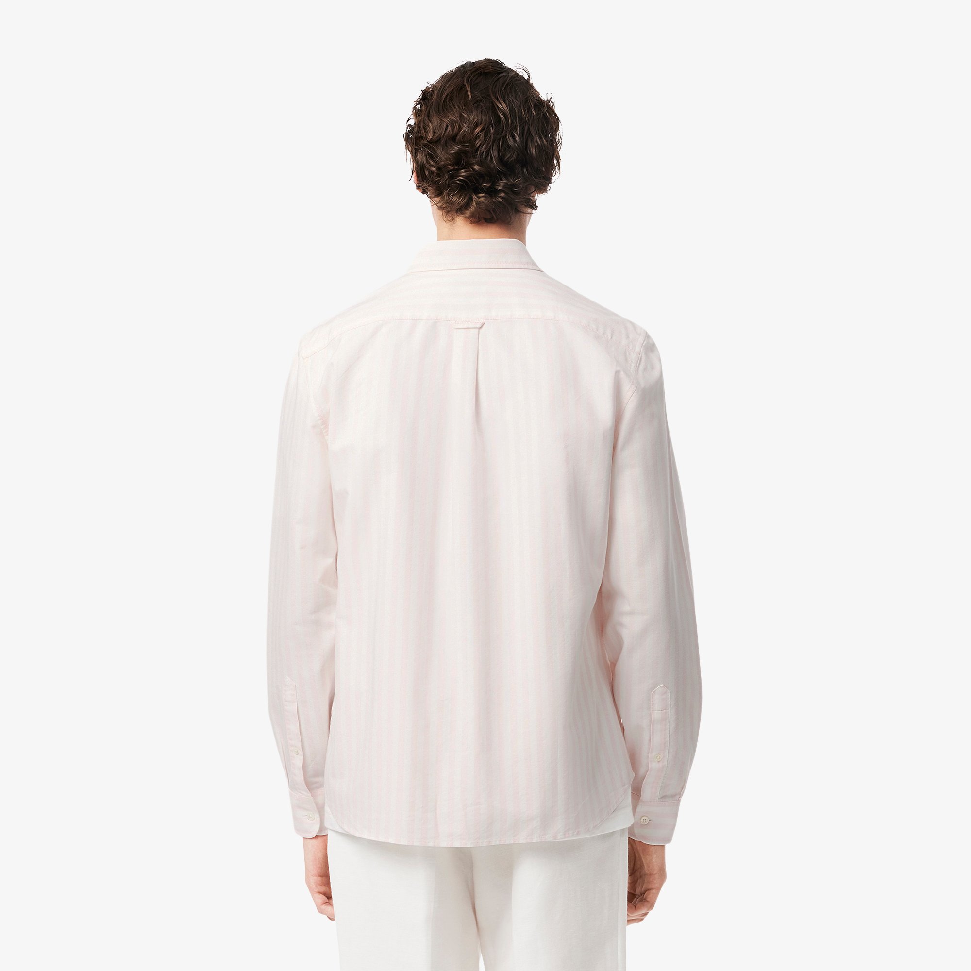 Áo Sơ Mi Lacoste Nam Dáng Suông Kẻ Sọc Có Túi Chất Liệu Oxford