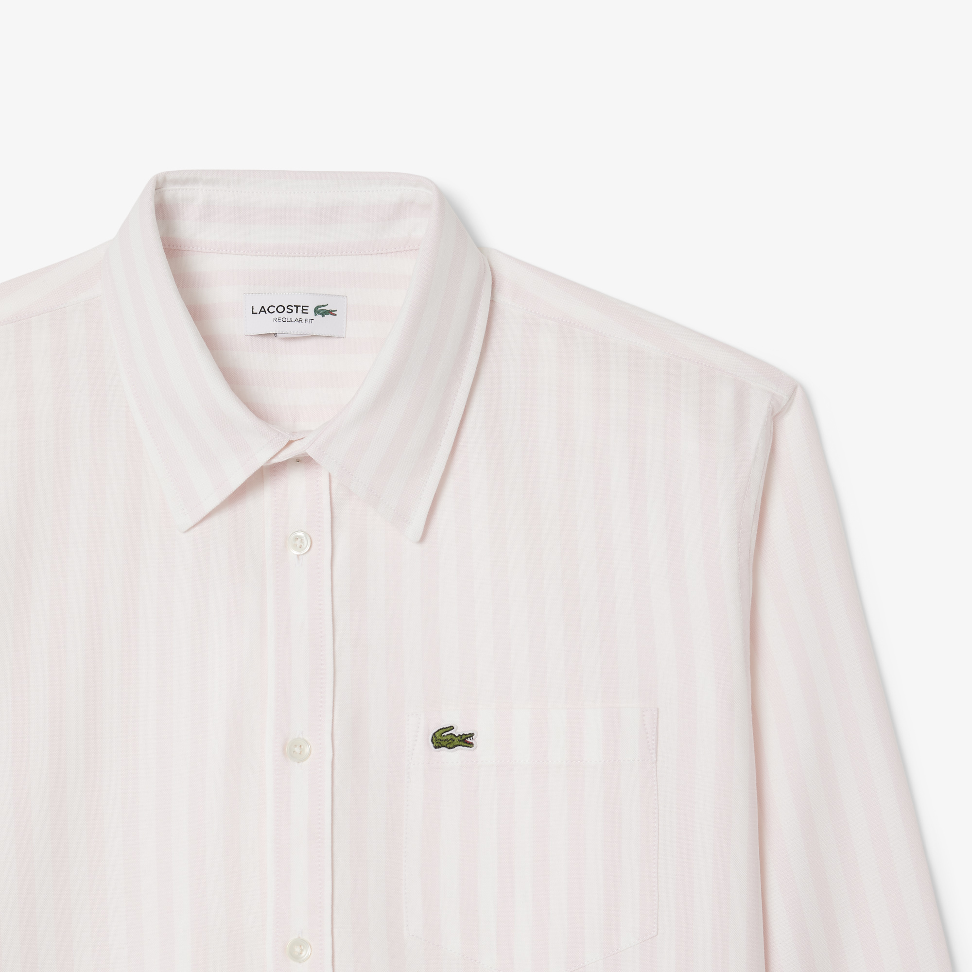Áo Sơ Mi Lacoste Nam Dáng Suông Kẻ Sọc Có Túi Chất Liệu Oxford