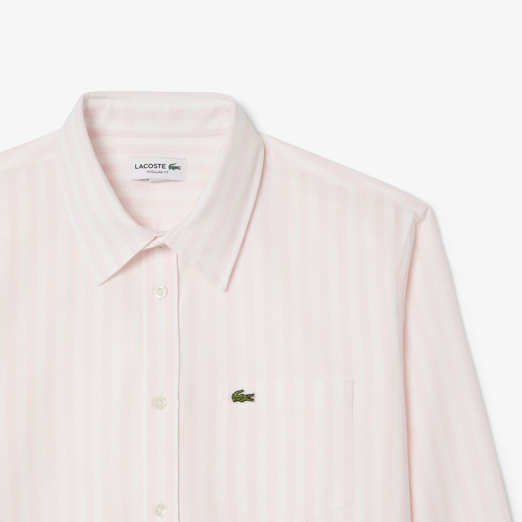 Áo Sơ Mi Lacoste Nam Dáng Suông Kẻ Sọc Có Túi Chất Liệu Oxford