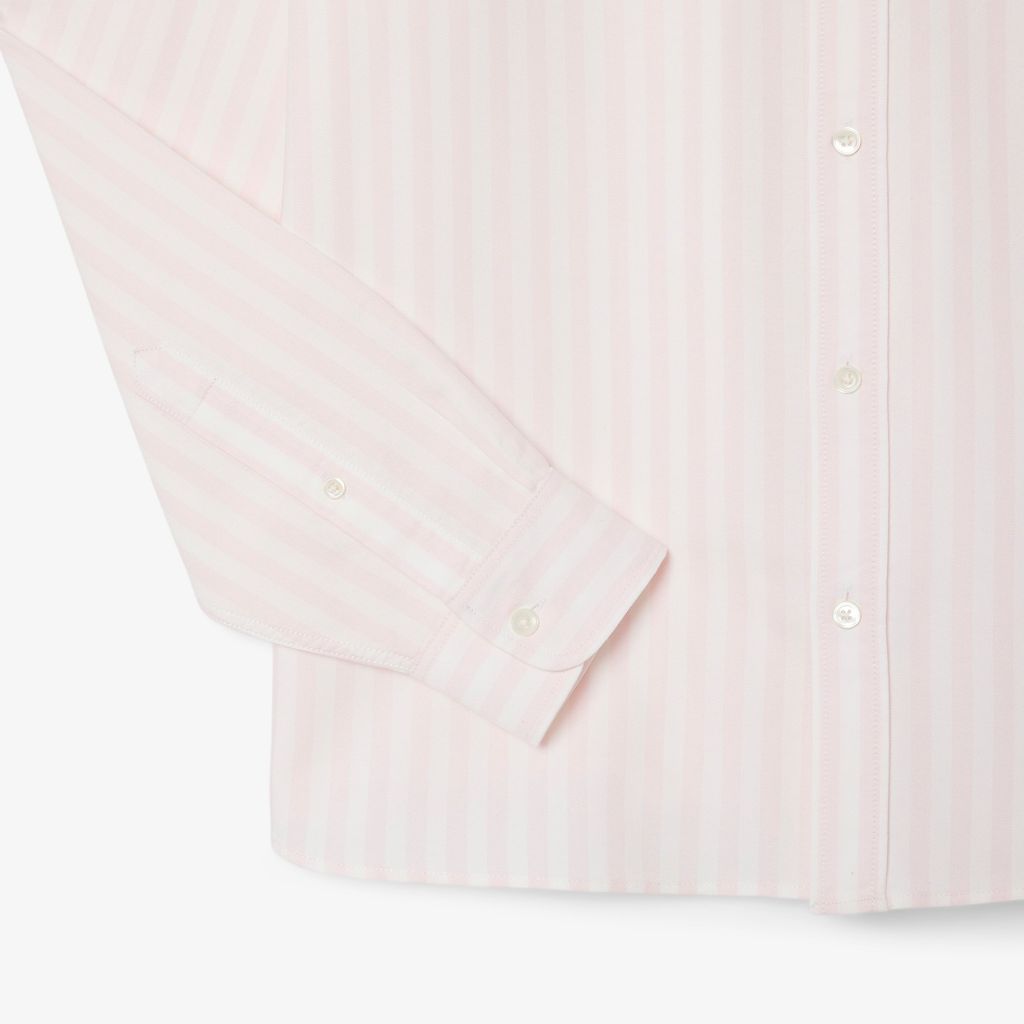 Áo Sơ Mi Lacoste Nam Dáng Suông Kẻ Sọc Có Túi Chất Liệu Oxford