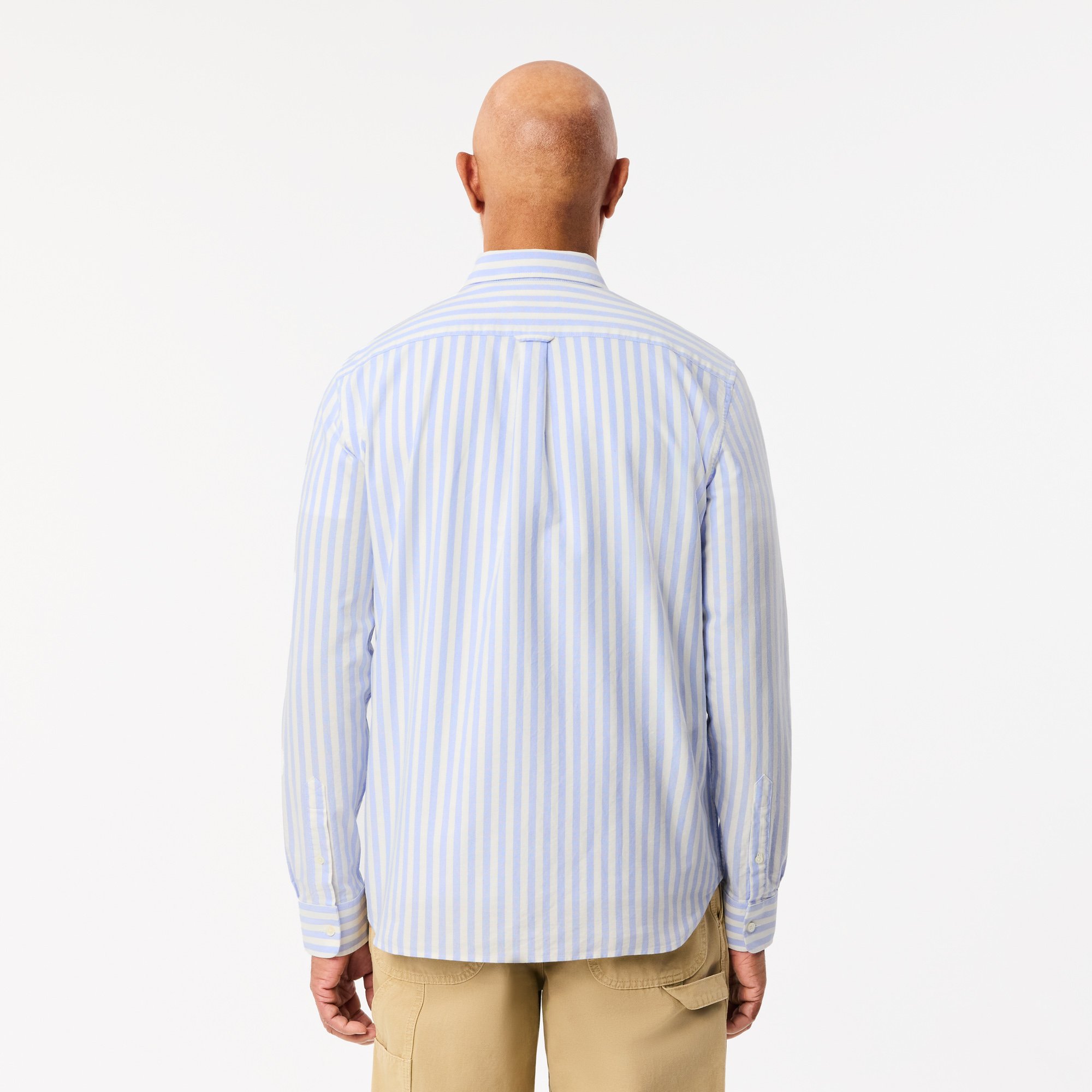 Áo Sơ Mi Lacoste Nam Dáng Suông Kẻ Sọc Có Túi Chất Liệu Oxford