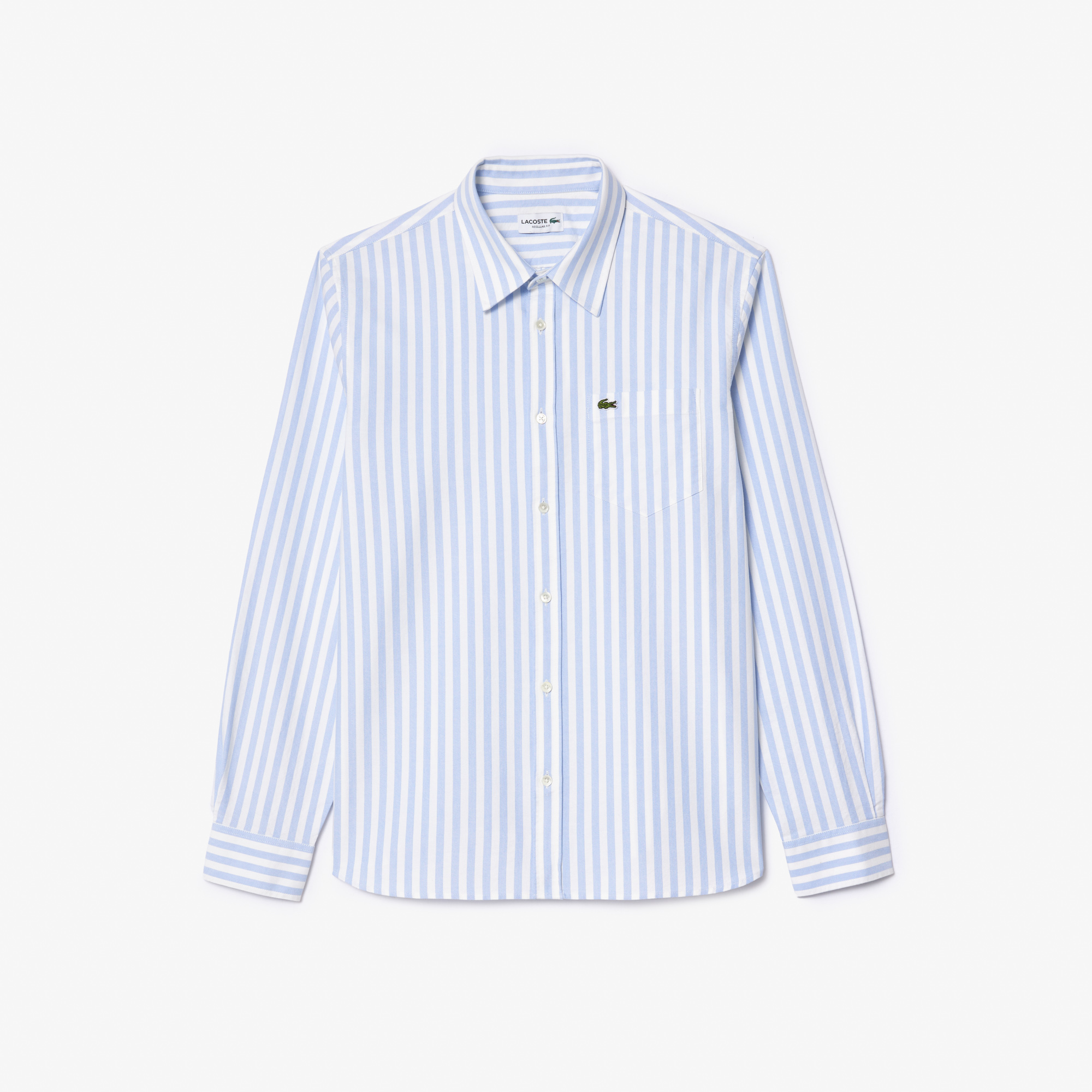Áo Sơ Mi Lacoste Nam Dáng Suông Kẻ Sọc Có Túi Chất Liệu Oxford