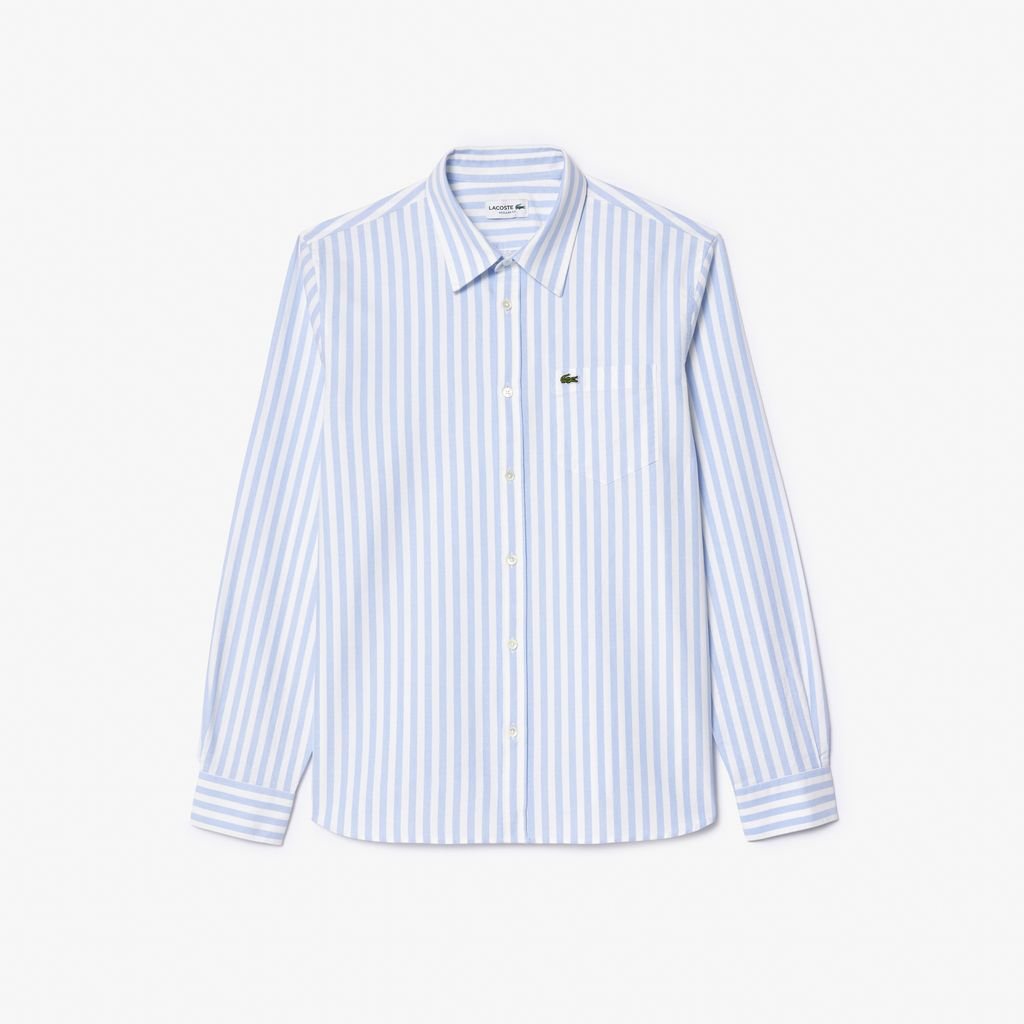 Áo Sơ Mi Lacoste Nam Dáng Suông Kẻ Sọc Có Túi Chất Liệu Oxford