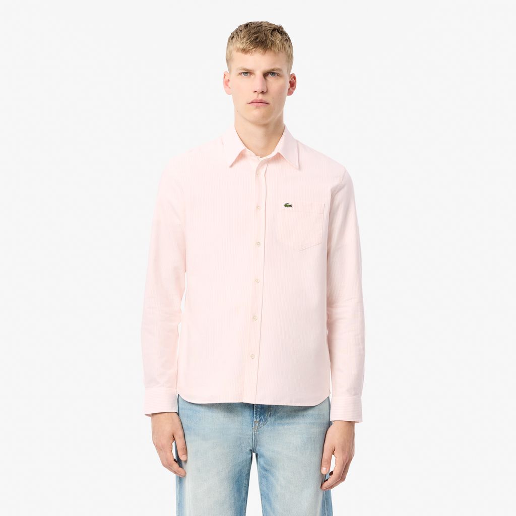 Áo Sơ Mi Lacoste Nam Dáng Suông Kẻ Sọc Có Túi Chất Liệu Oxford