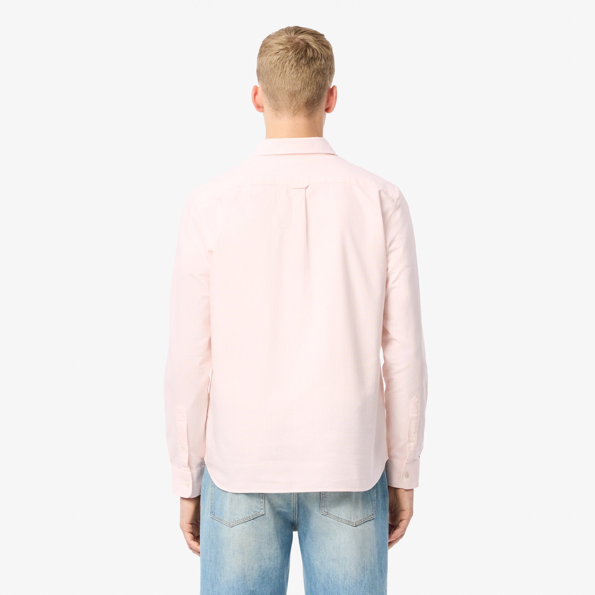 Áo Sơ Mi Lacoste Nam Dáng Suông Kẻ Sọc Có Túi Chất Liệu Oxford