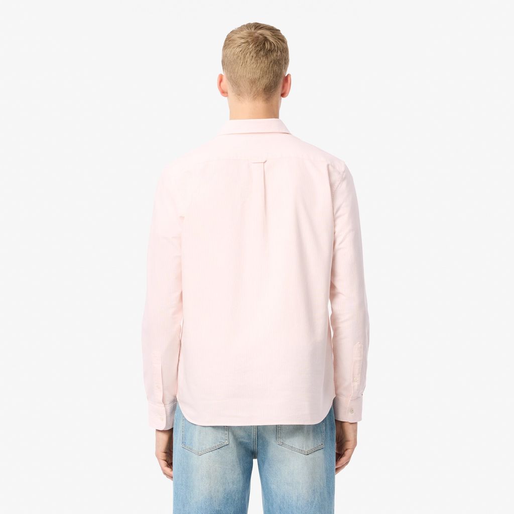 Áo Sơ Mi Lacoste Nam Dáng Suông Kẻ Sọc Có Túi Chất Liệu Oxford