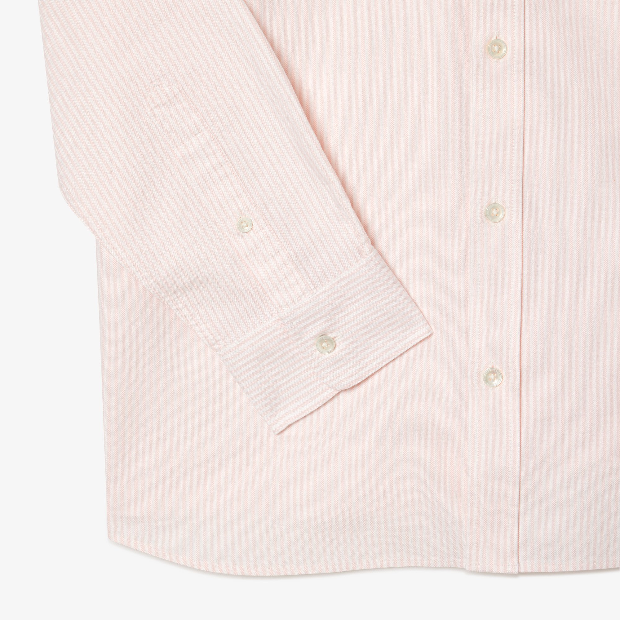Áo Sơ Mi Lacoste Nam Dáng Suông Kẻ Sọc Có Túi Chất Liệu Oxford