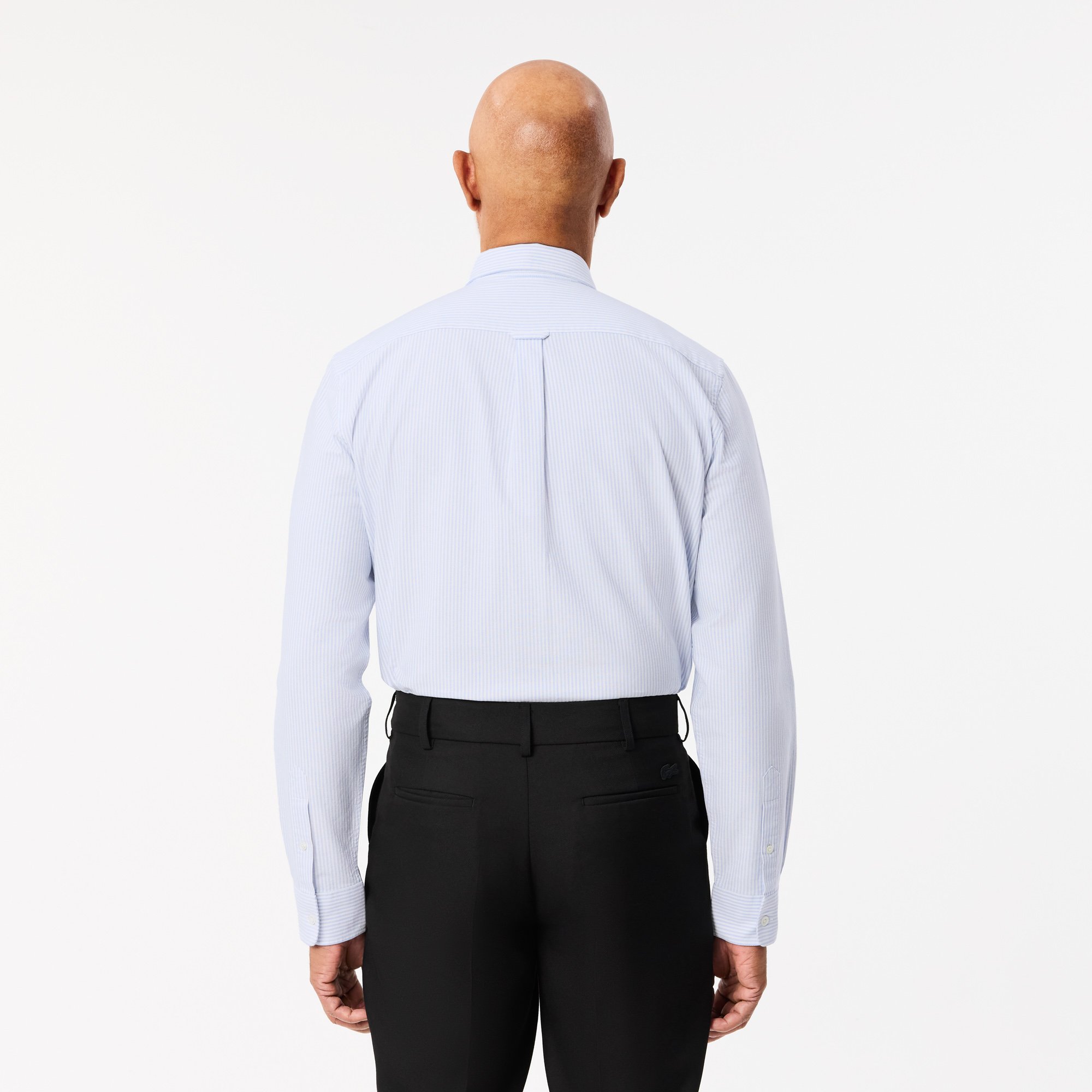 Áo Sơ Mi Lacoste Nam Dáng Suông Kẻ Sọc Có Túi Chất Liệu Oxford