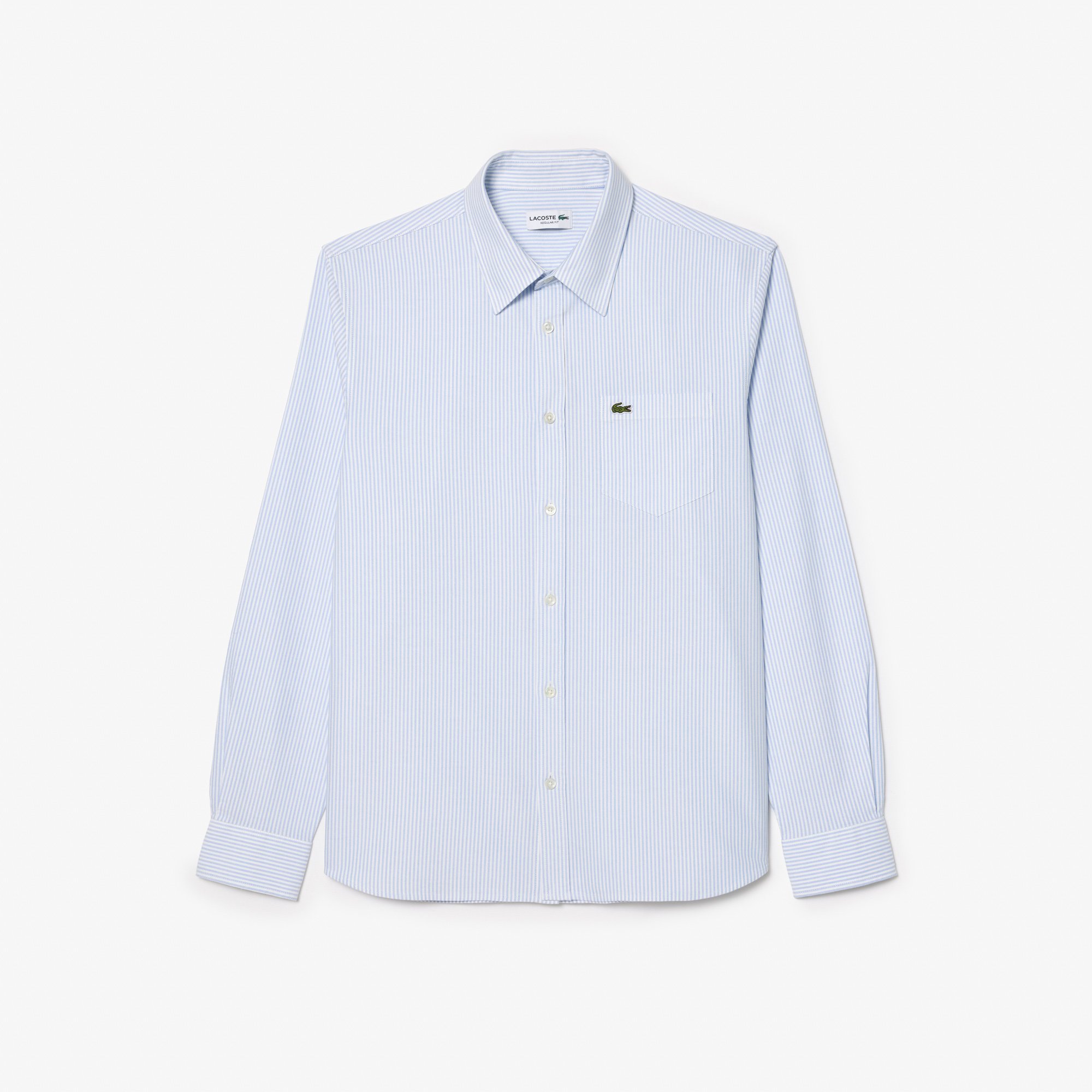 Áo Sơ Mi Lacoste Nam Dáng Suông Kẻ Sọc Có Túi Chất Liệu Oxford