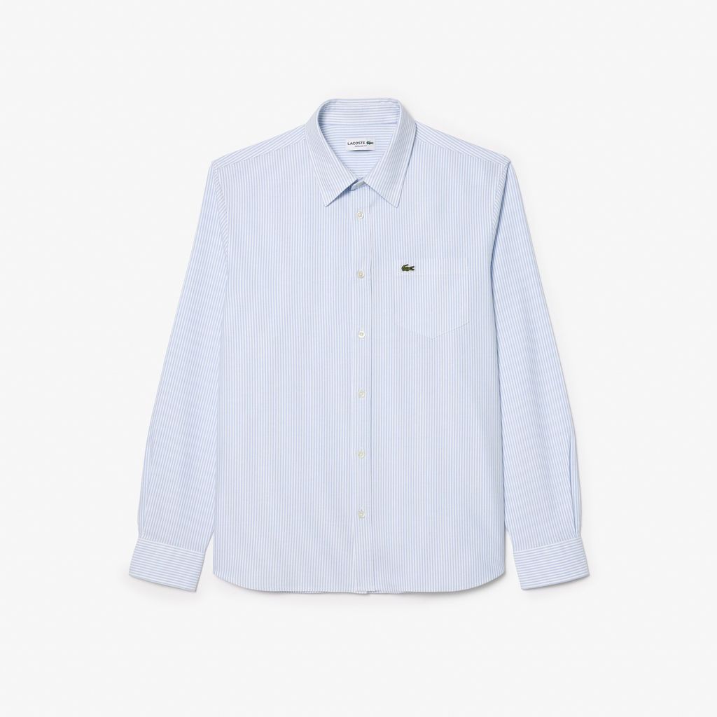 Áo Sơ Mi Lacoste Nam Dáng Suông Kẻ Sọc Có Túi Chất Liệu Oxford