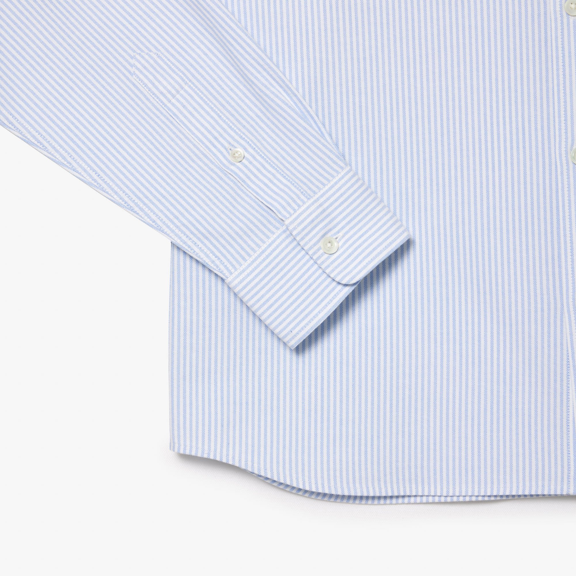 Áo Sơ Mi Lacoste Nam Dáng Suông Kẻ Sọc Có Túi Chất Liệu Oxford