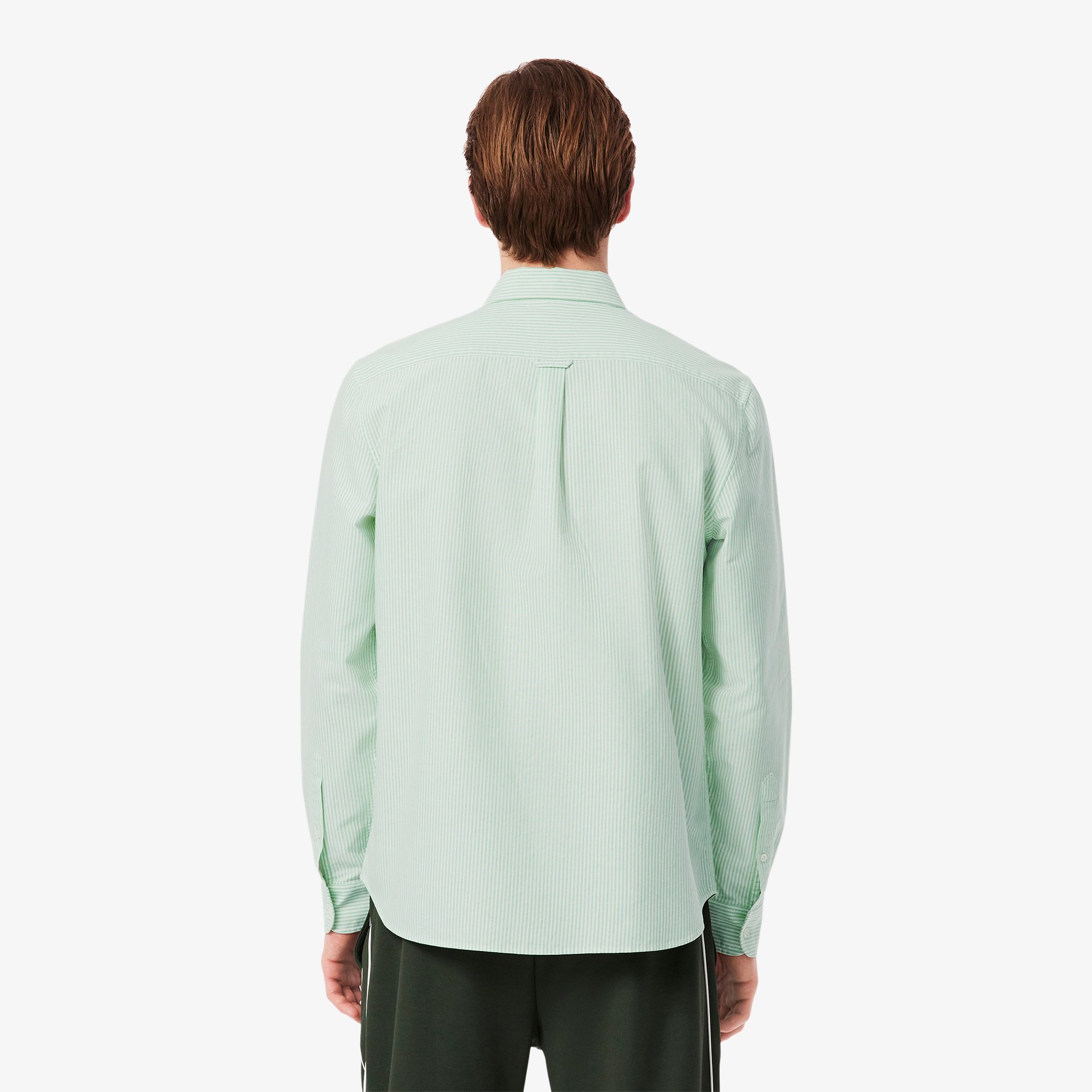 Áo Sơ Mi Lacoste Nam Dáng Suông Kẻ Sọc Có Túi Chất Liệu Oxford