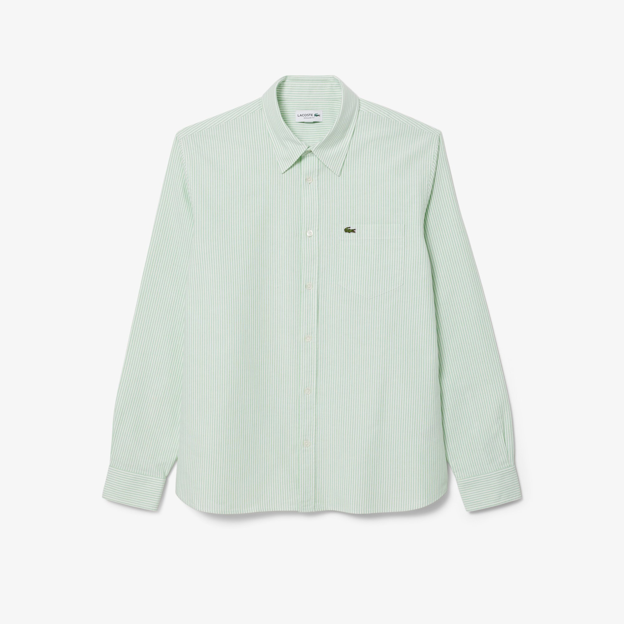 Áo Sơ Mi Lacoste Nam Dáng Suông Kẻ Sọc Có Túi Chất Liệu Oxford