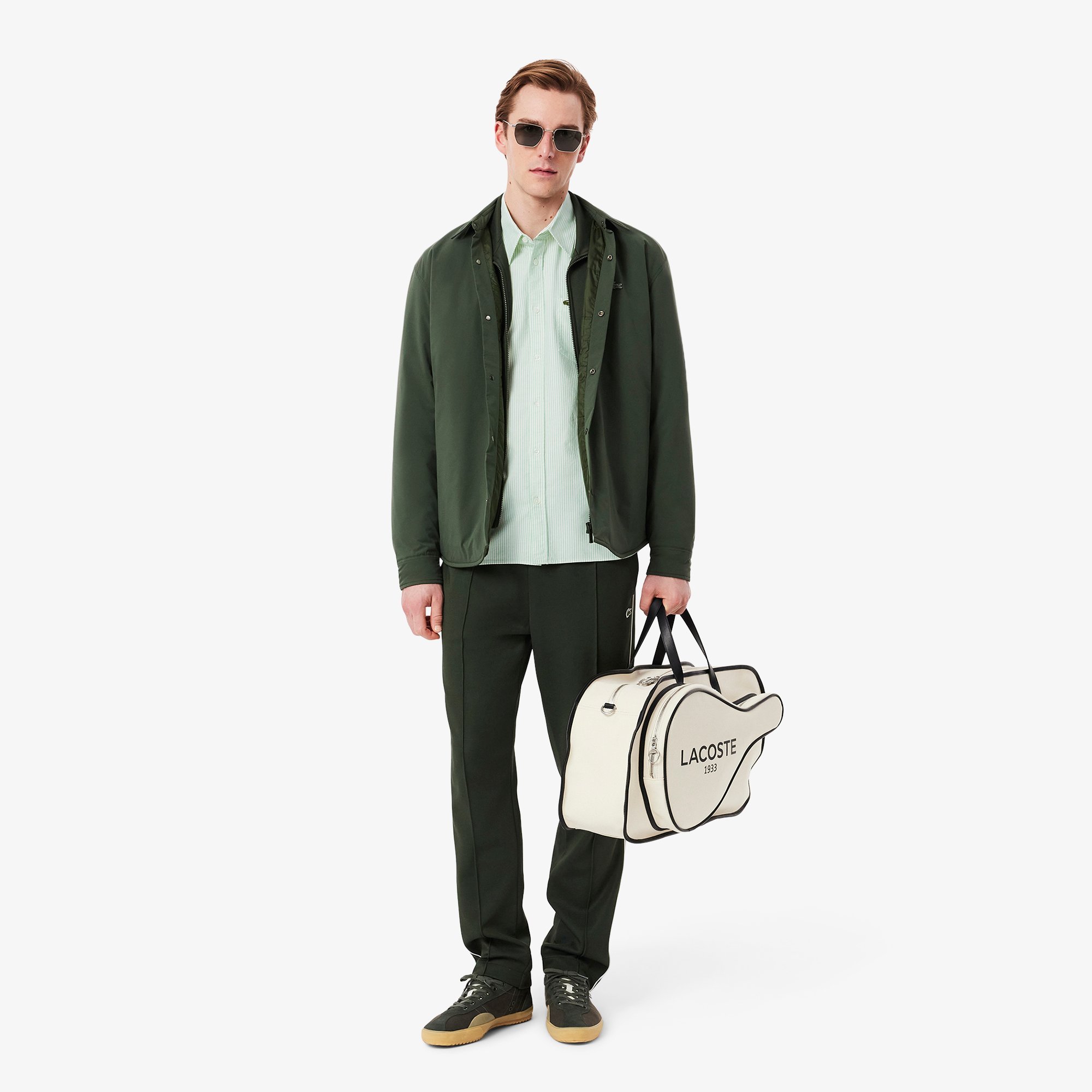 Áo Sơ Mi Lacoste Nam Dáng Suông Kẻ Sọc Có Túi Chất Liệu Oxford