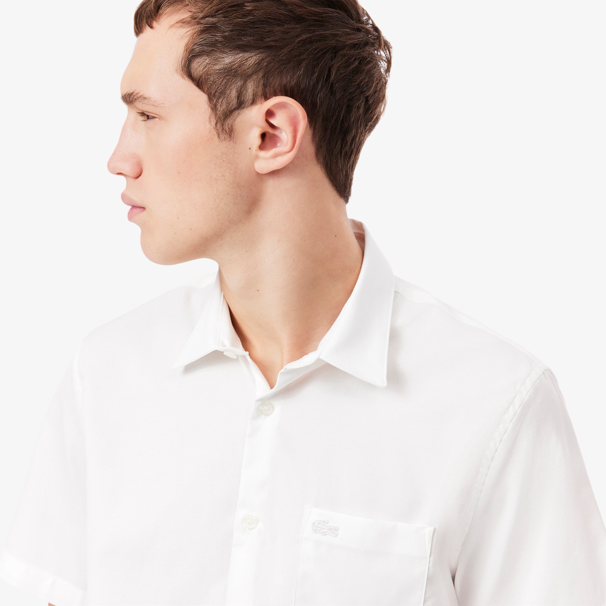 Áo Sơ Mi Lacoste Nam Dáng Suông Tay Ngắn Chất Liệu Cotton