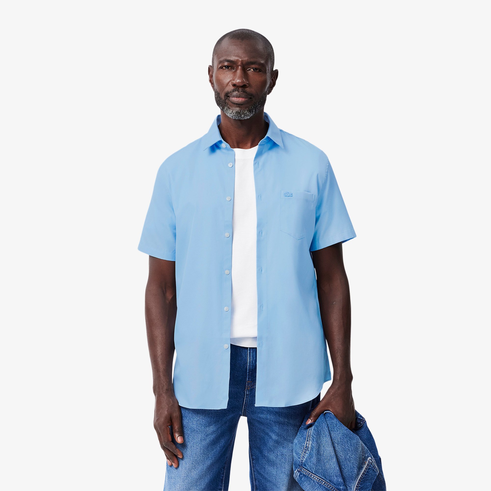 Áo Sơ Mi Lacoste Nam Dáng Suông Tay Ngắn Chất Liệu Cotton