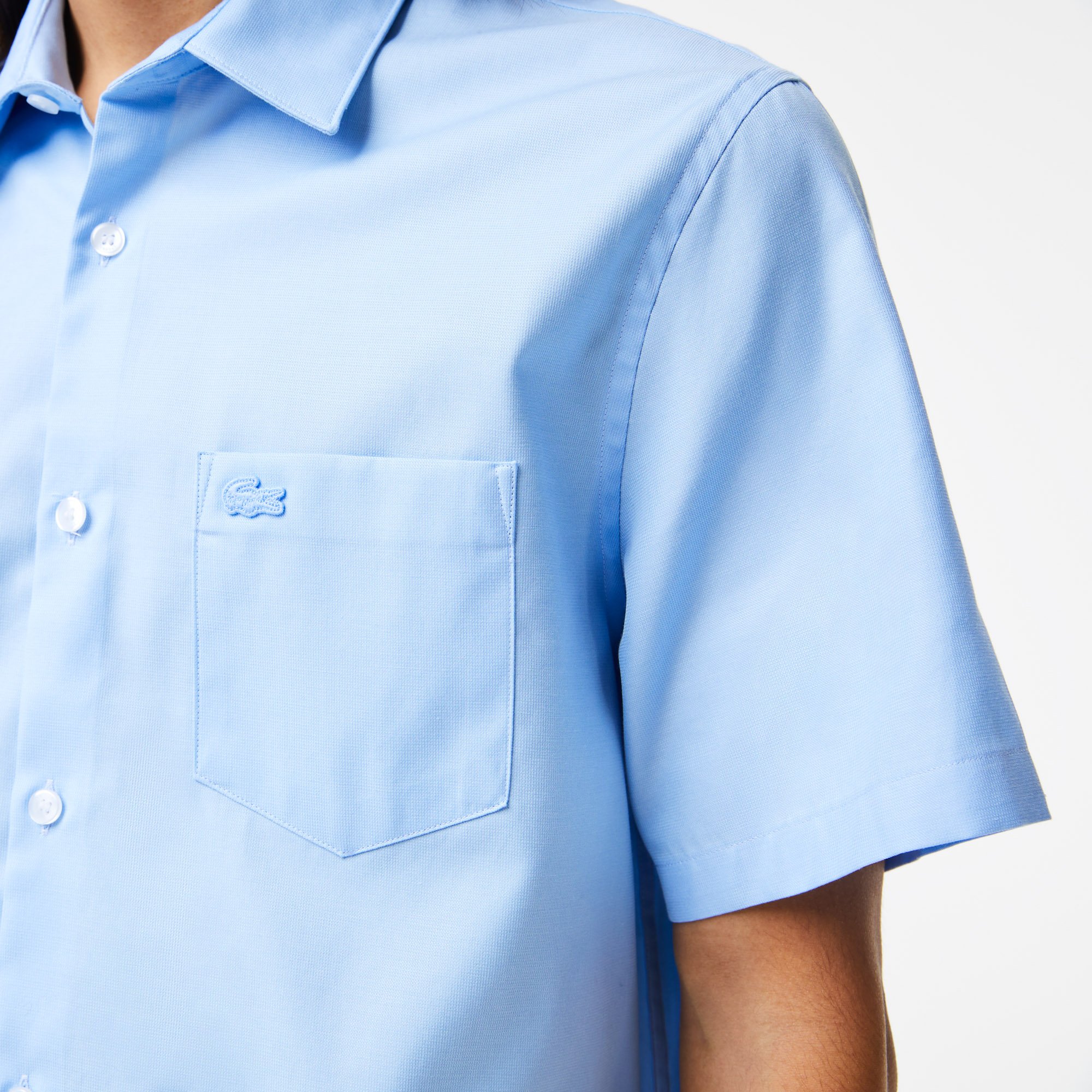 Áo Sơ Mi Lacoste Nam Dáng Suông Tay Ngắn Chất Liệu Cotton