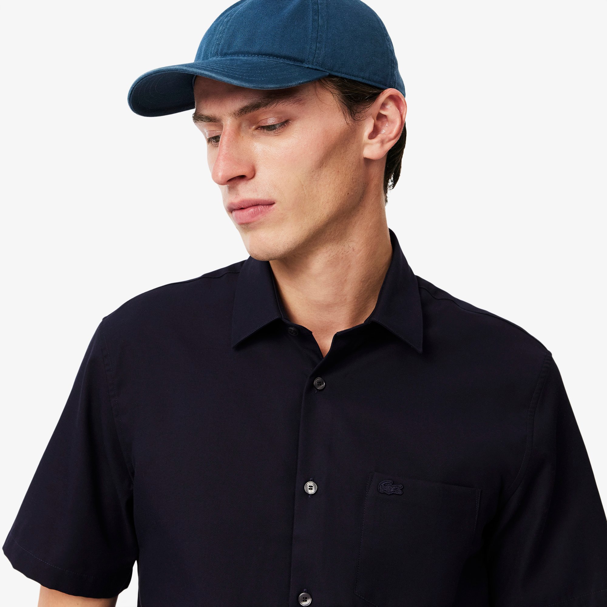 Áo Sơ Mi Lacoste Nam Dáng Suông Tay Ngắn Chất Liệu Cotton