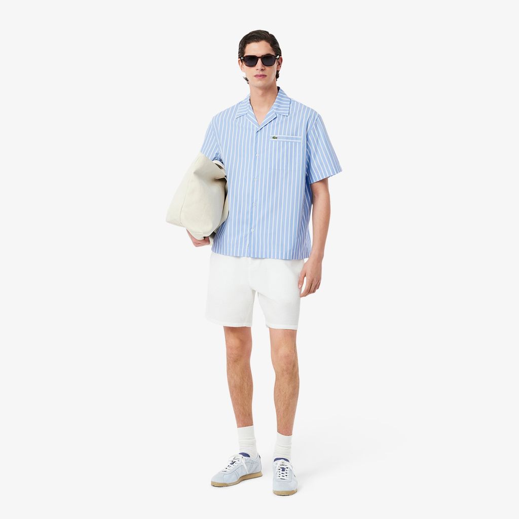 Áo Sơ Mi Ngắn Tay Lacoste Nam Dáng Rộng Họa Tiết Sọc