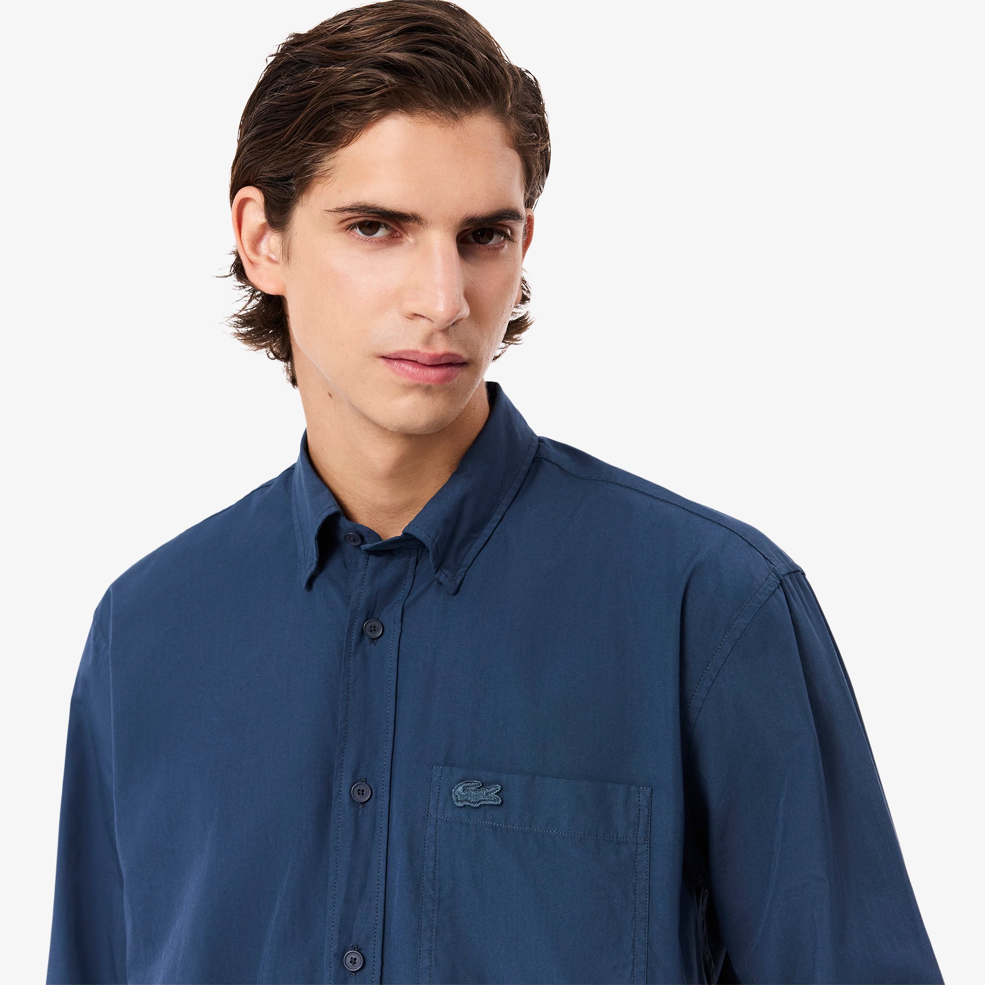 Áo Sơ Mi Lacoste Nam Dáng Rộng Chất Liệu Poplin Nhẹ