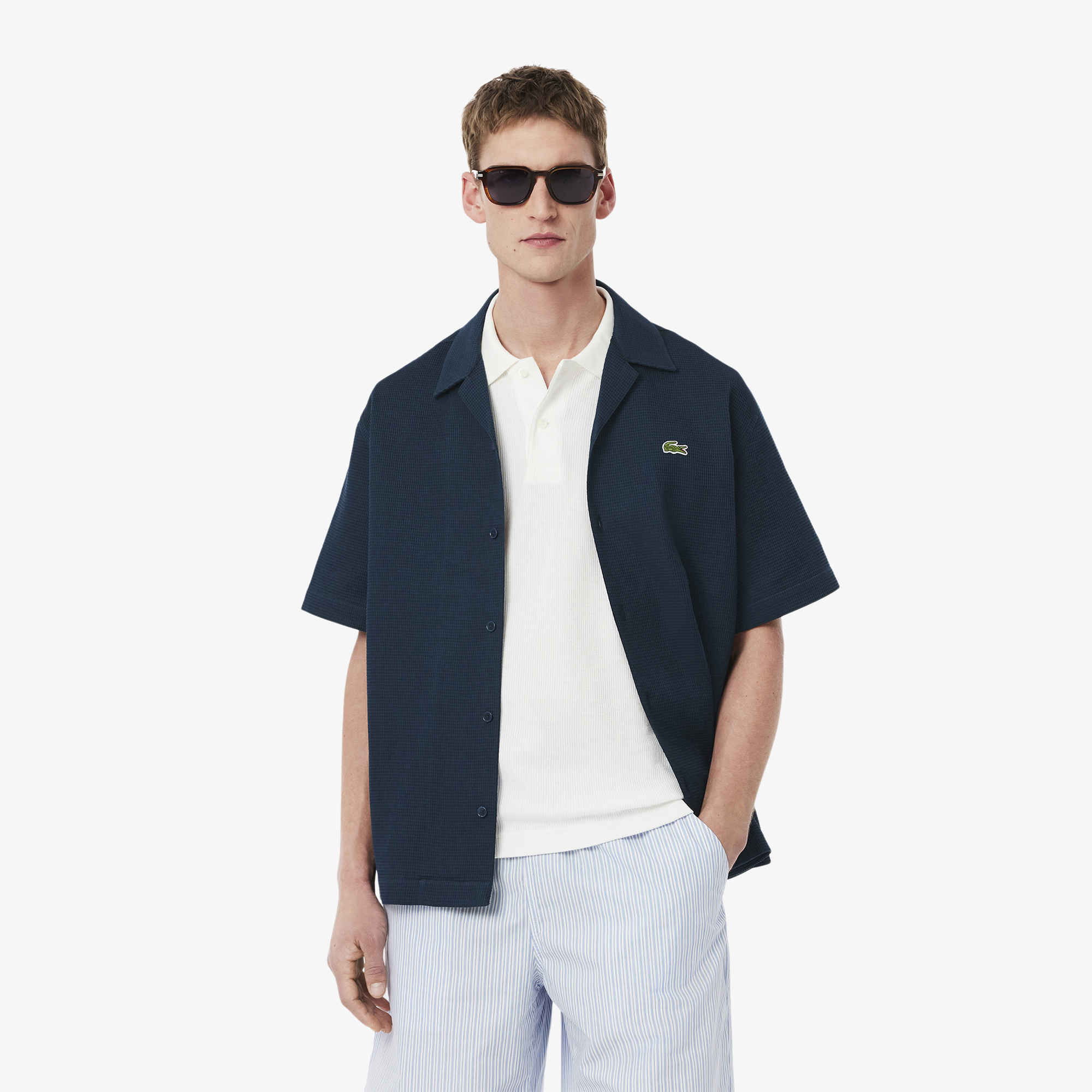 Áo Sơ Mi Lacoste Nam Dáng Rộng Họa Tiết Waffle