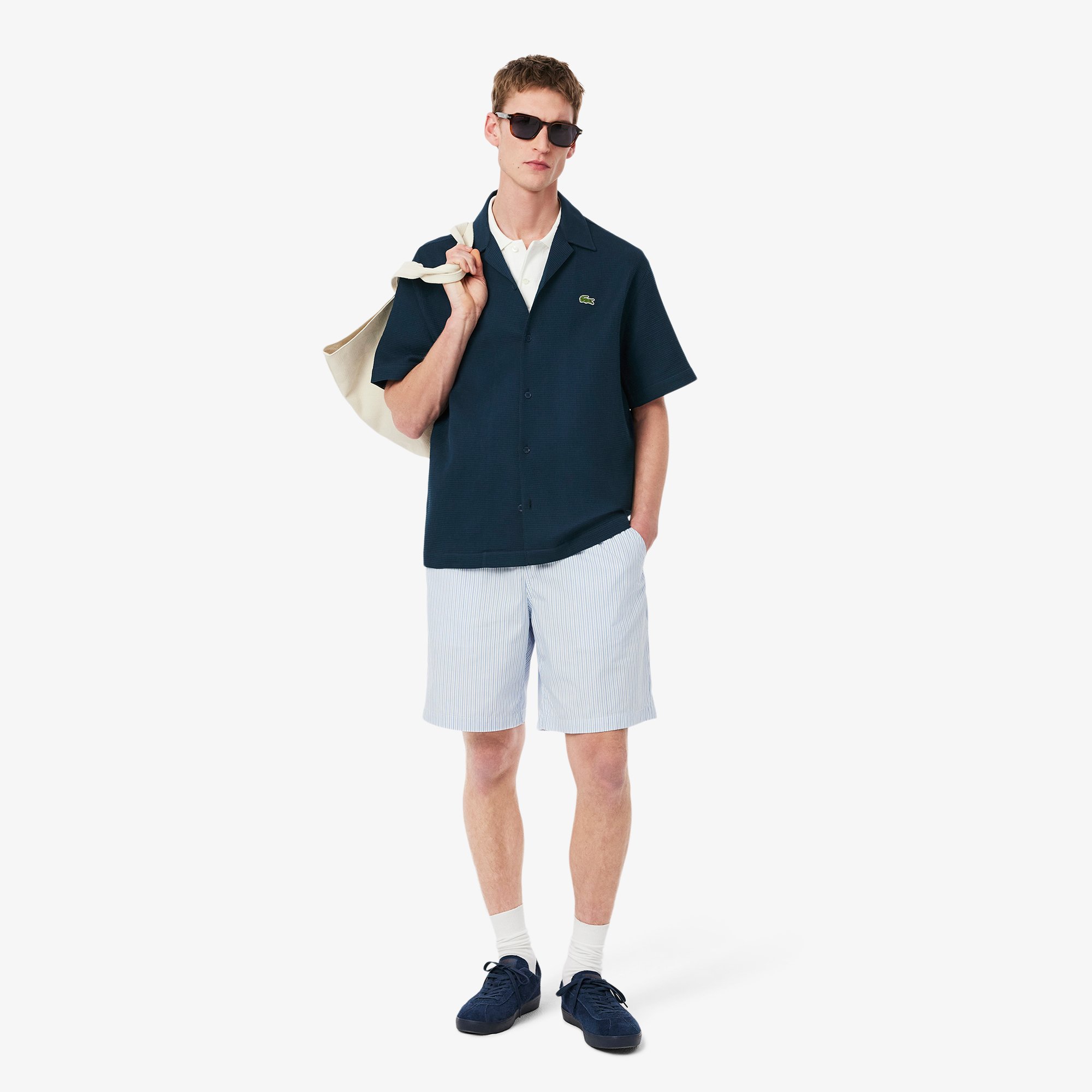 Áo Sơ Mi Lacoste Nam Dáng Rộng Họa Tiết Waffle