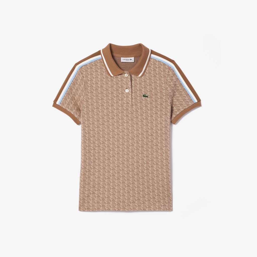 Áo Polo Lacoste Nữ Ôm Dáng Chất Liệu Jacquard Họa Tiết Monogram