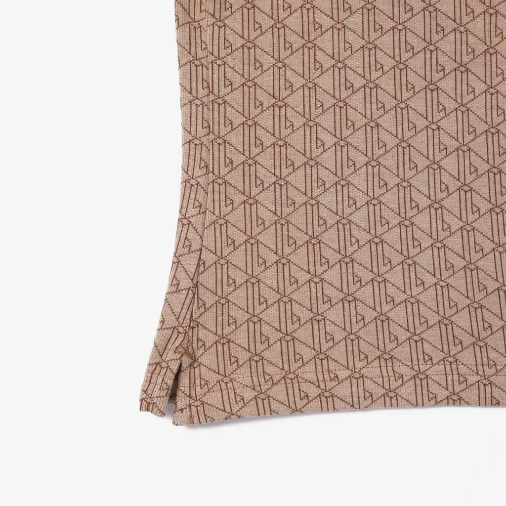 Áo Polo Lacoste Nữ Ôm Dáng Chất Liệu Jacquard Họa Tiết Monogram
